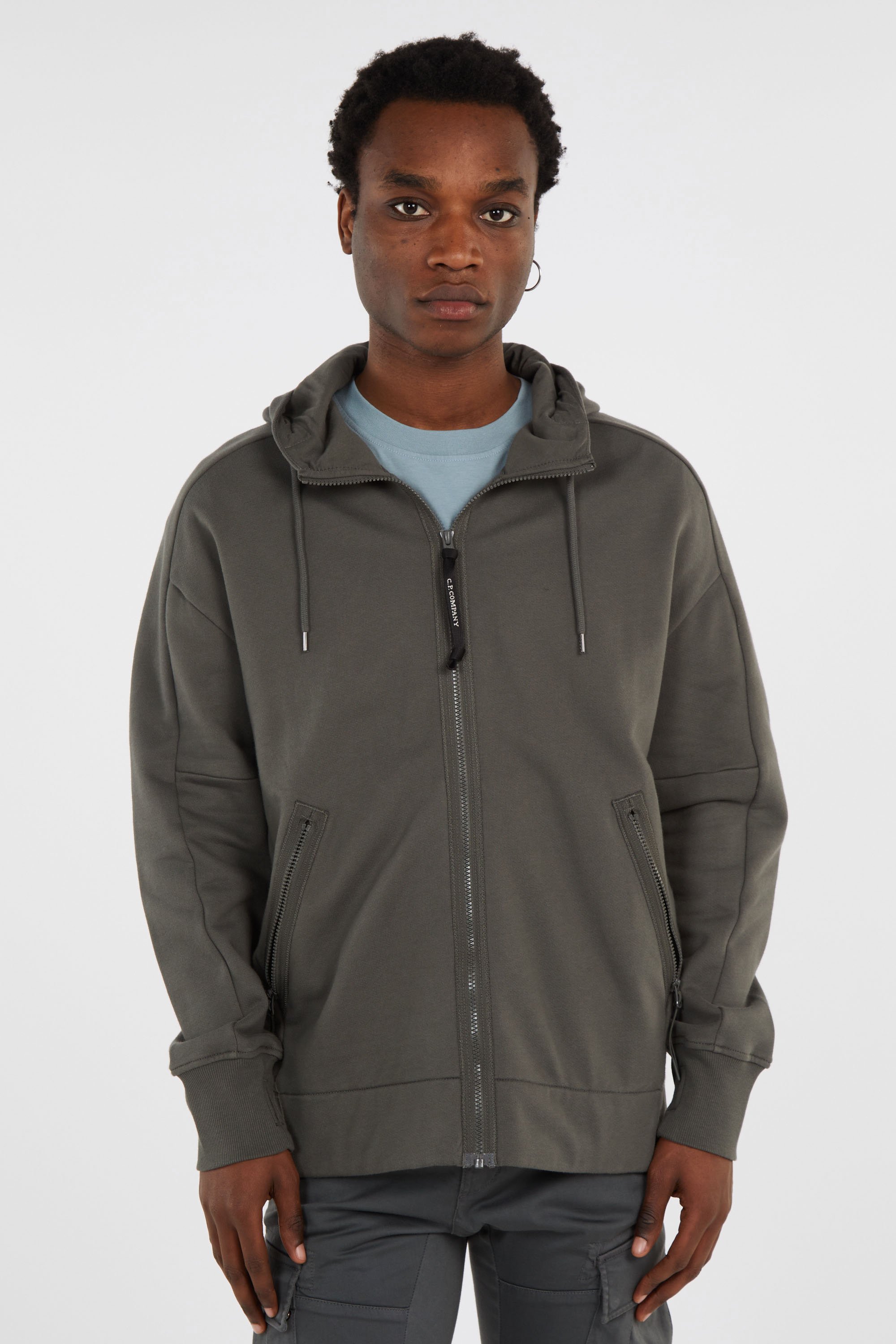 Zippered hoodie Khaki