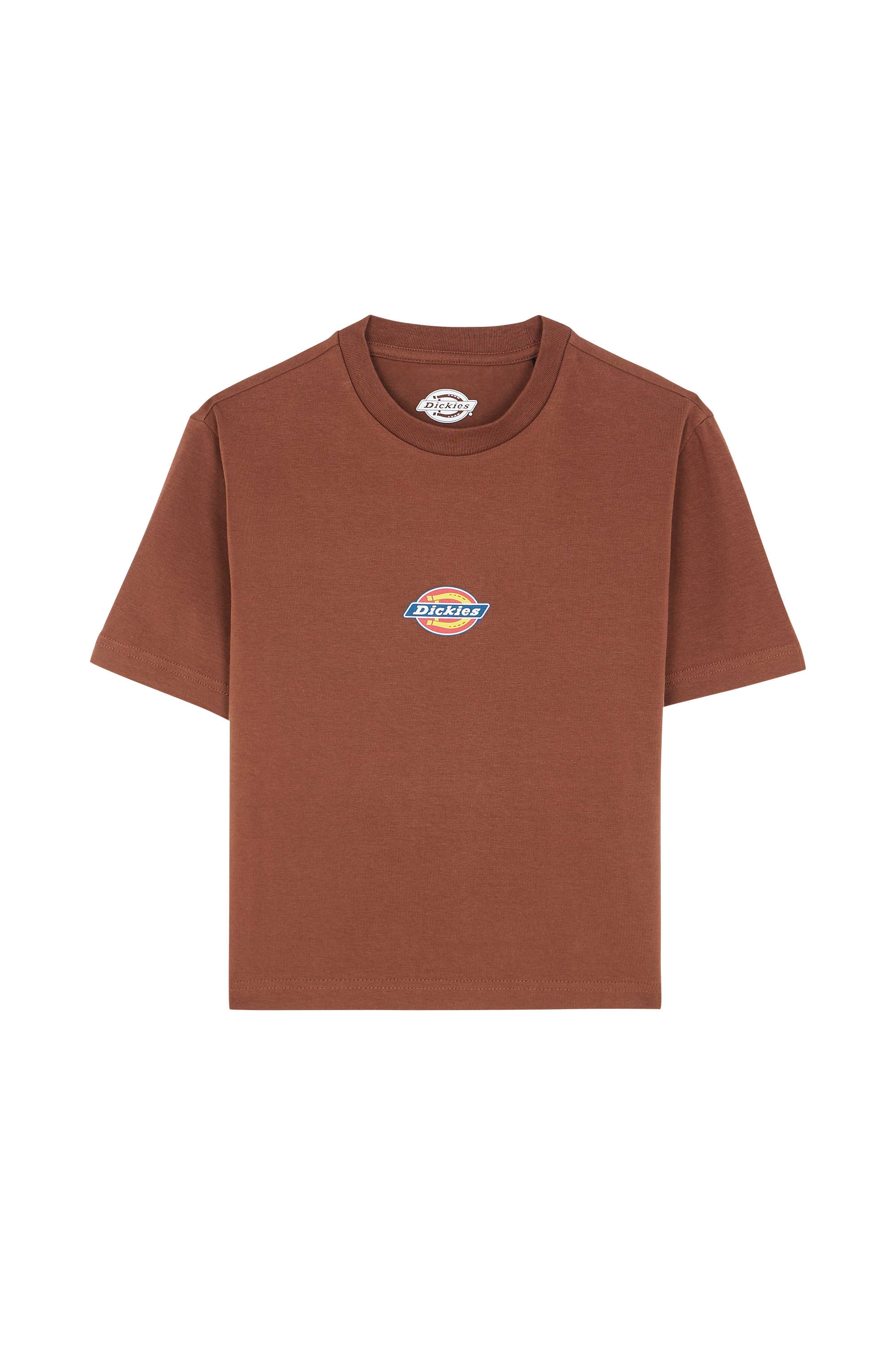 Regular-fit round-neck cotton T-shirt Brown