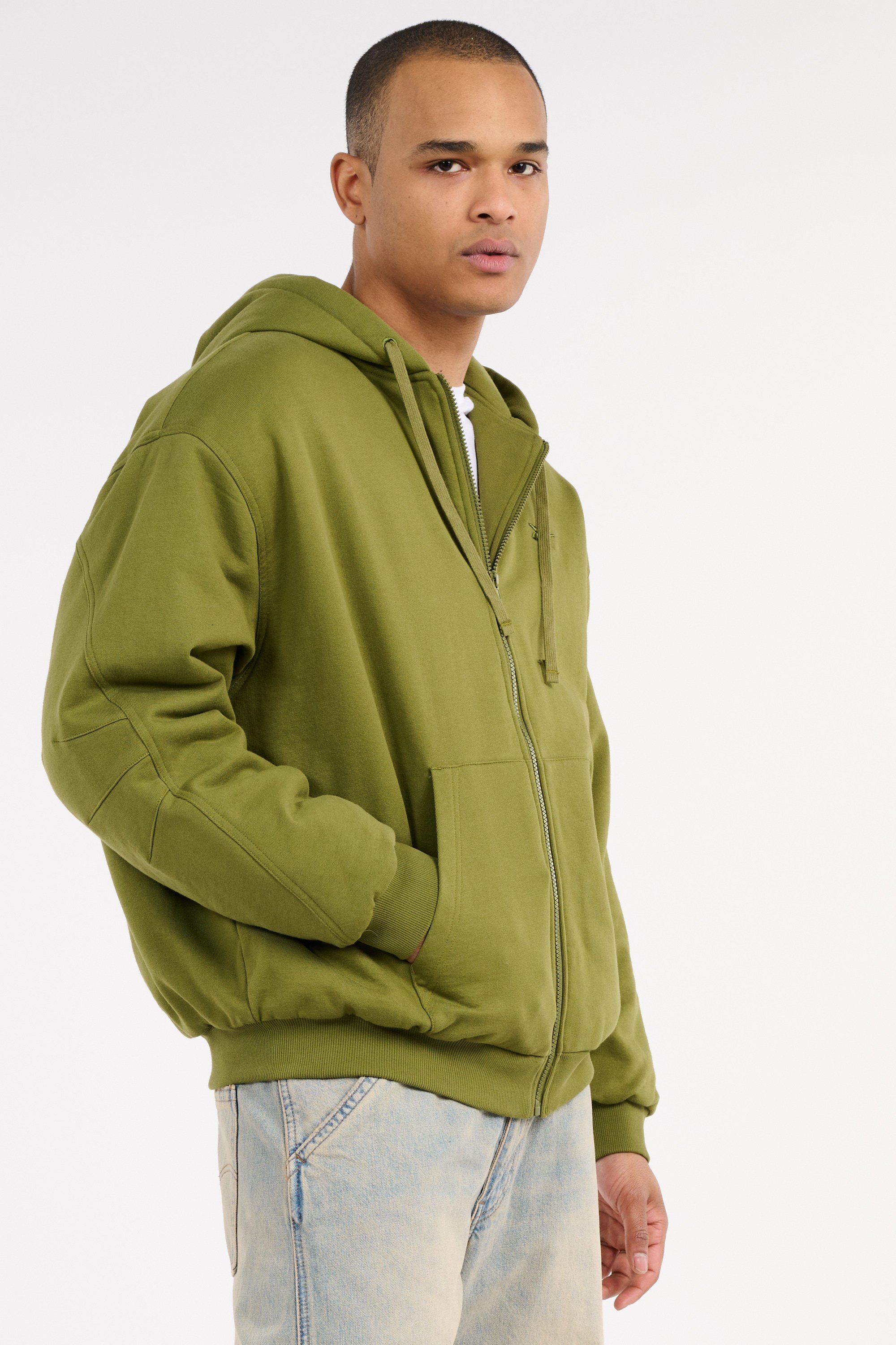 Hoodie zippé Kaki