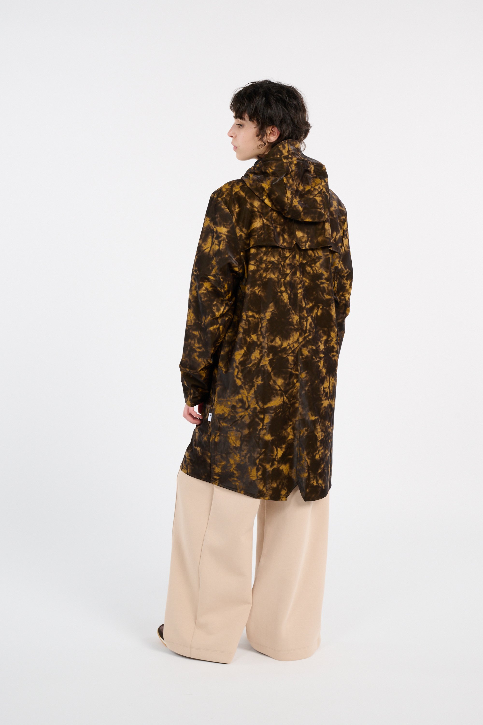 Coupe-vent imperméable long à capuche Marron