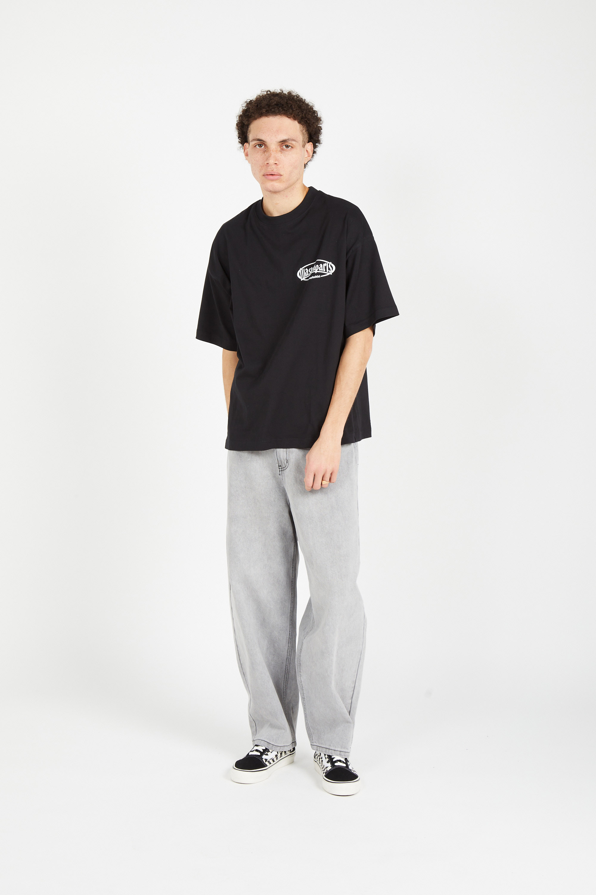 Regular-fit round-neck cotton T-shirt Black