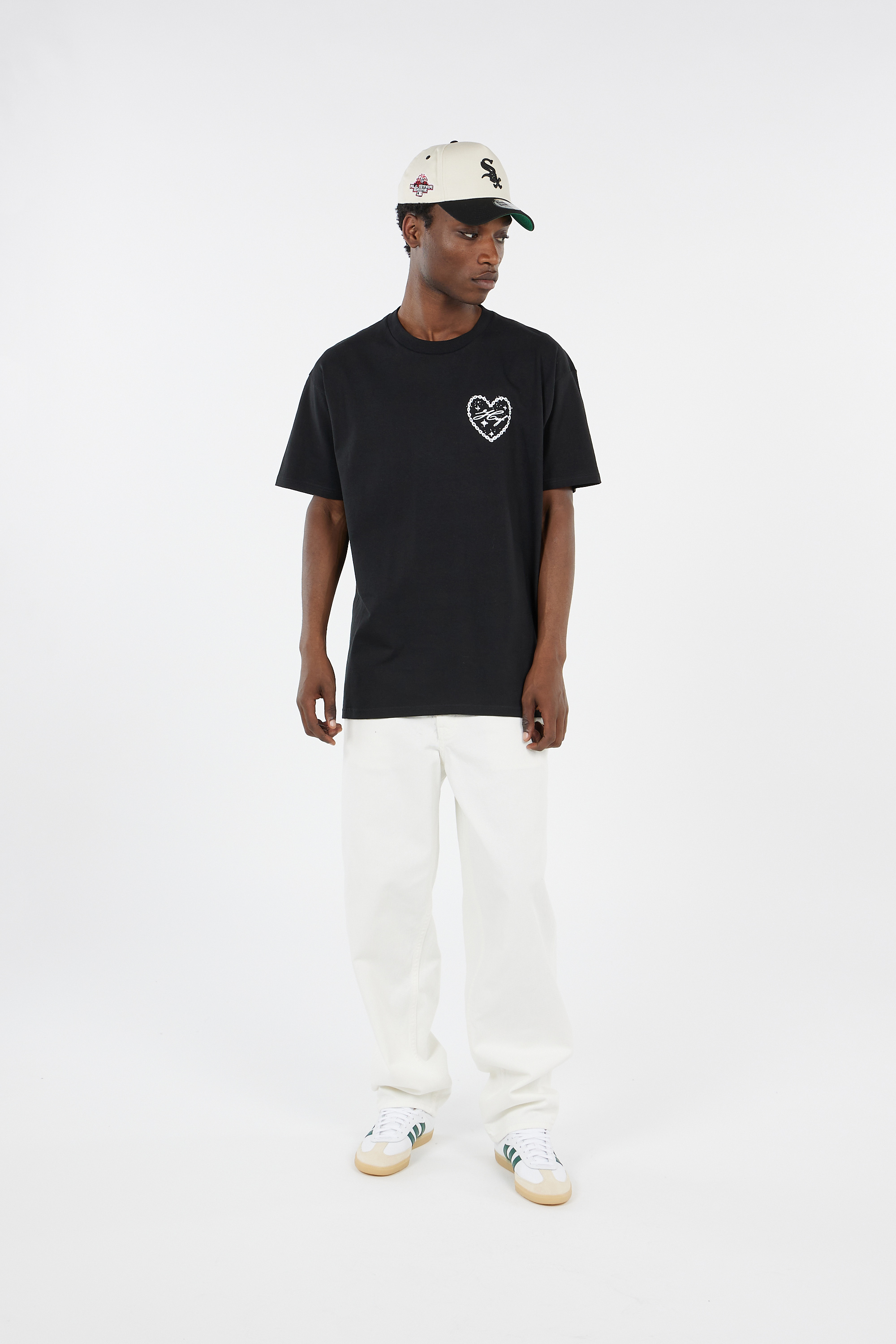 Regular-fit round-neck cotton T-shirt Black