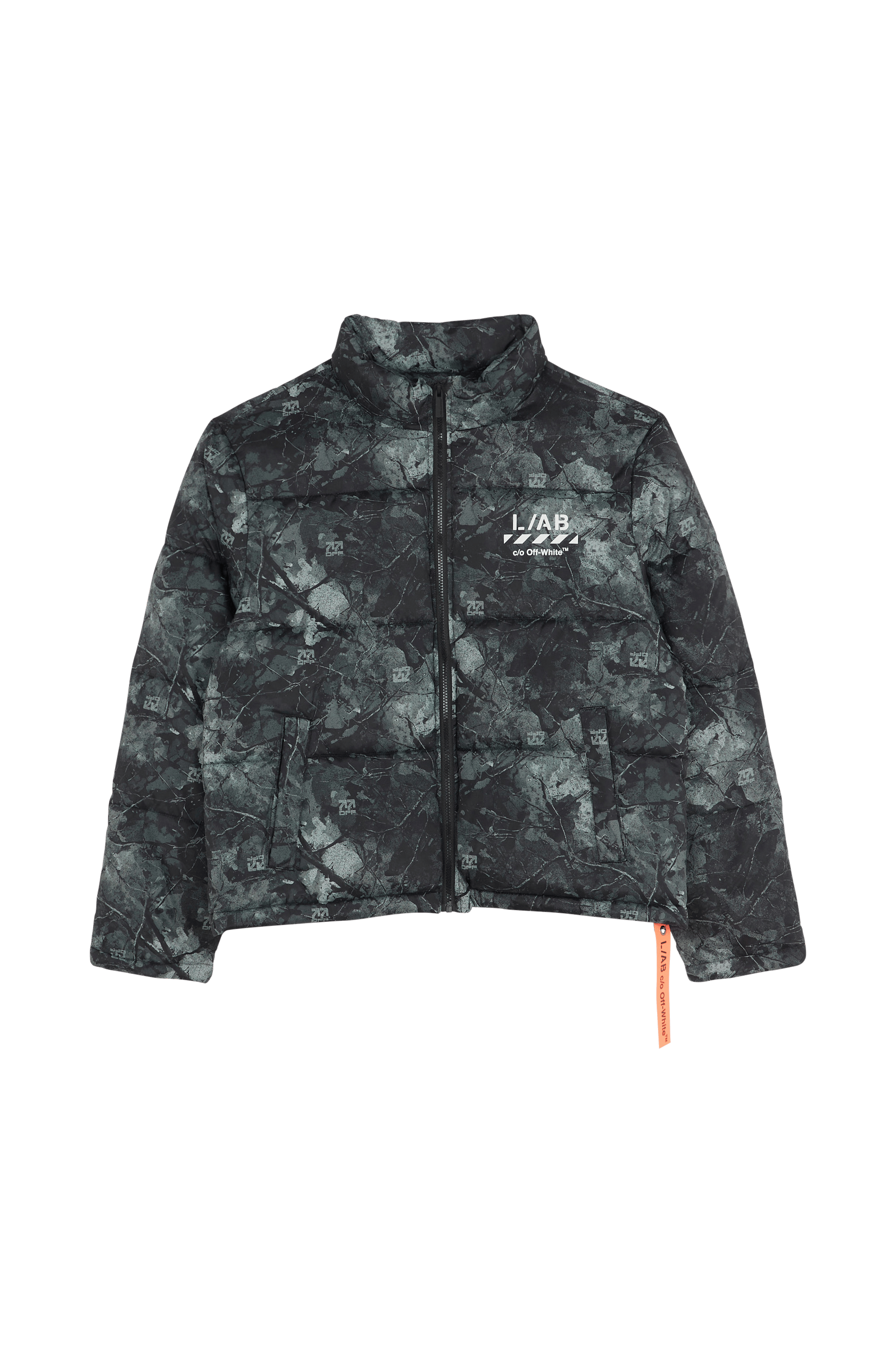 Zipped high-neck colorblock padded jacket with hood OFF WHITE LAB Black