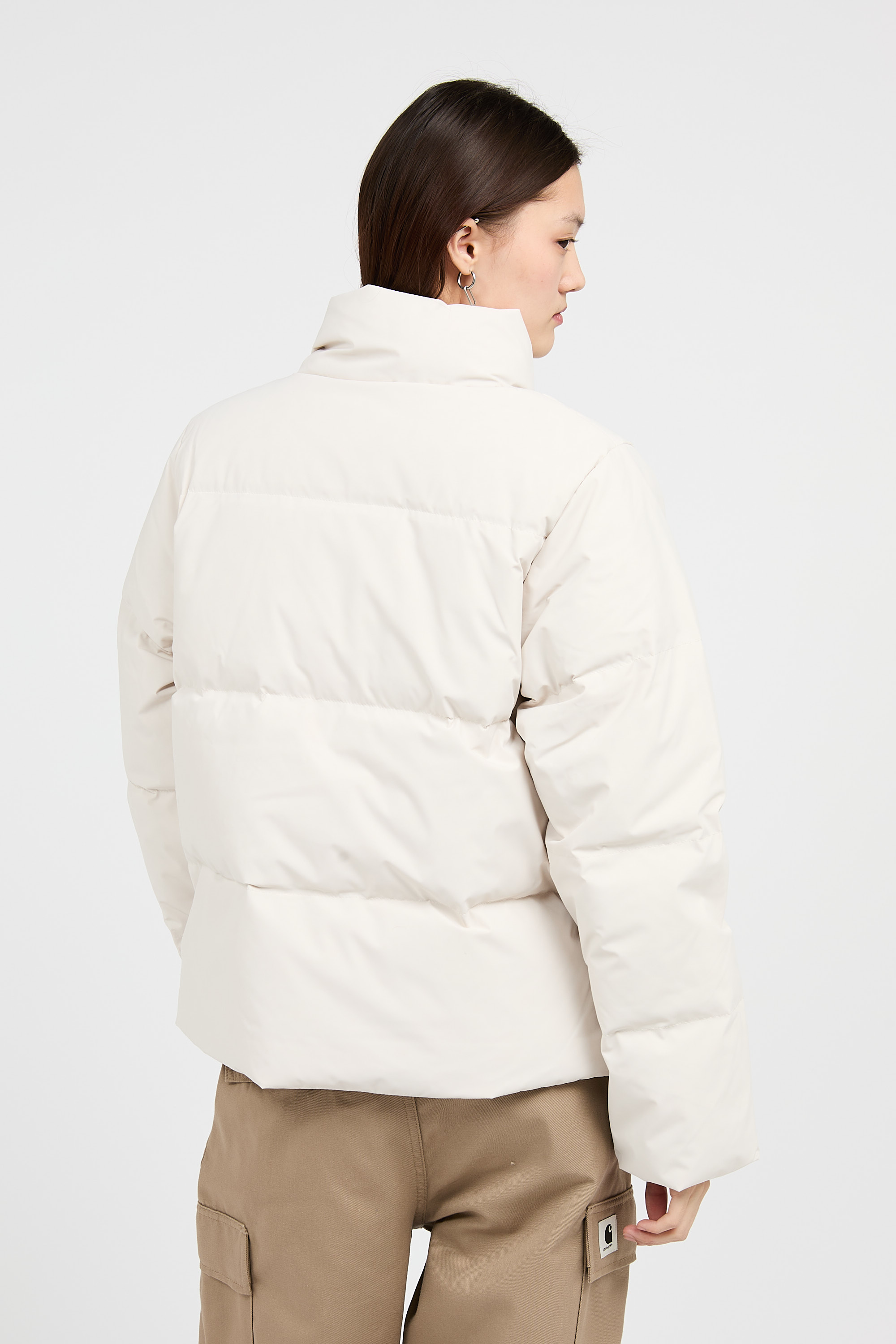 Lightweight quilted padded jacket with high neck Beige