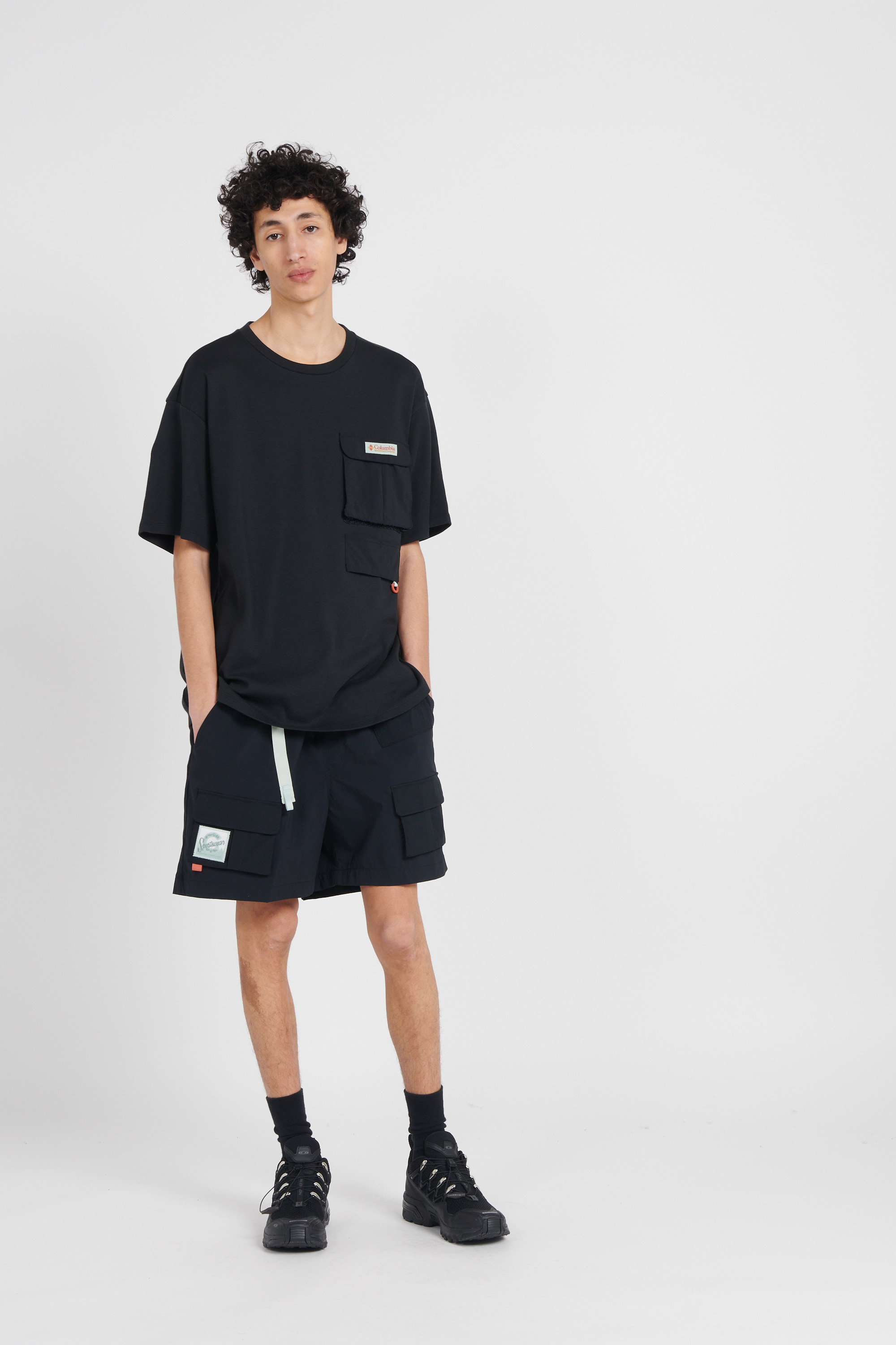 Regular-fit round-neck cotton T-shirt Black
