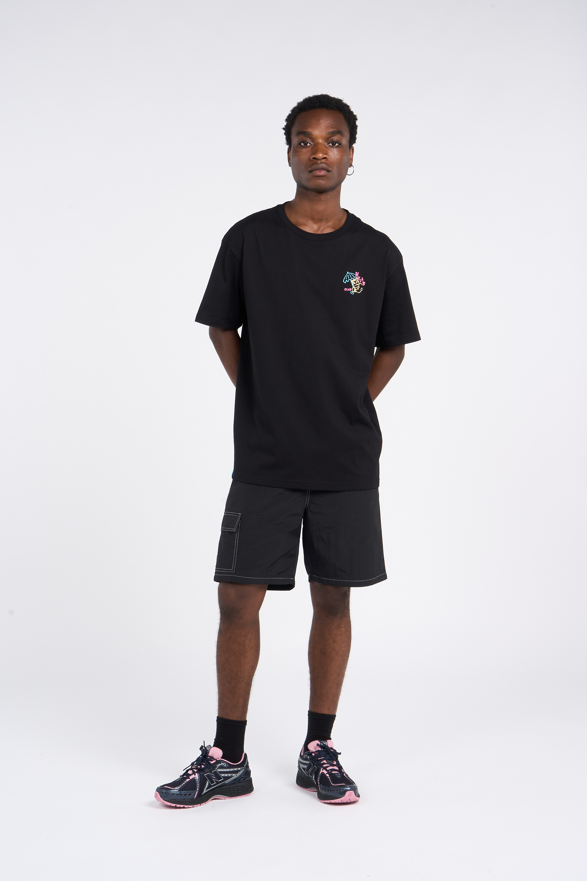 Regular-fit round-neck cotton T-shirt Black