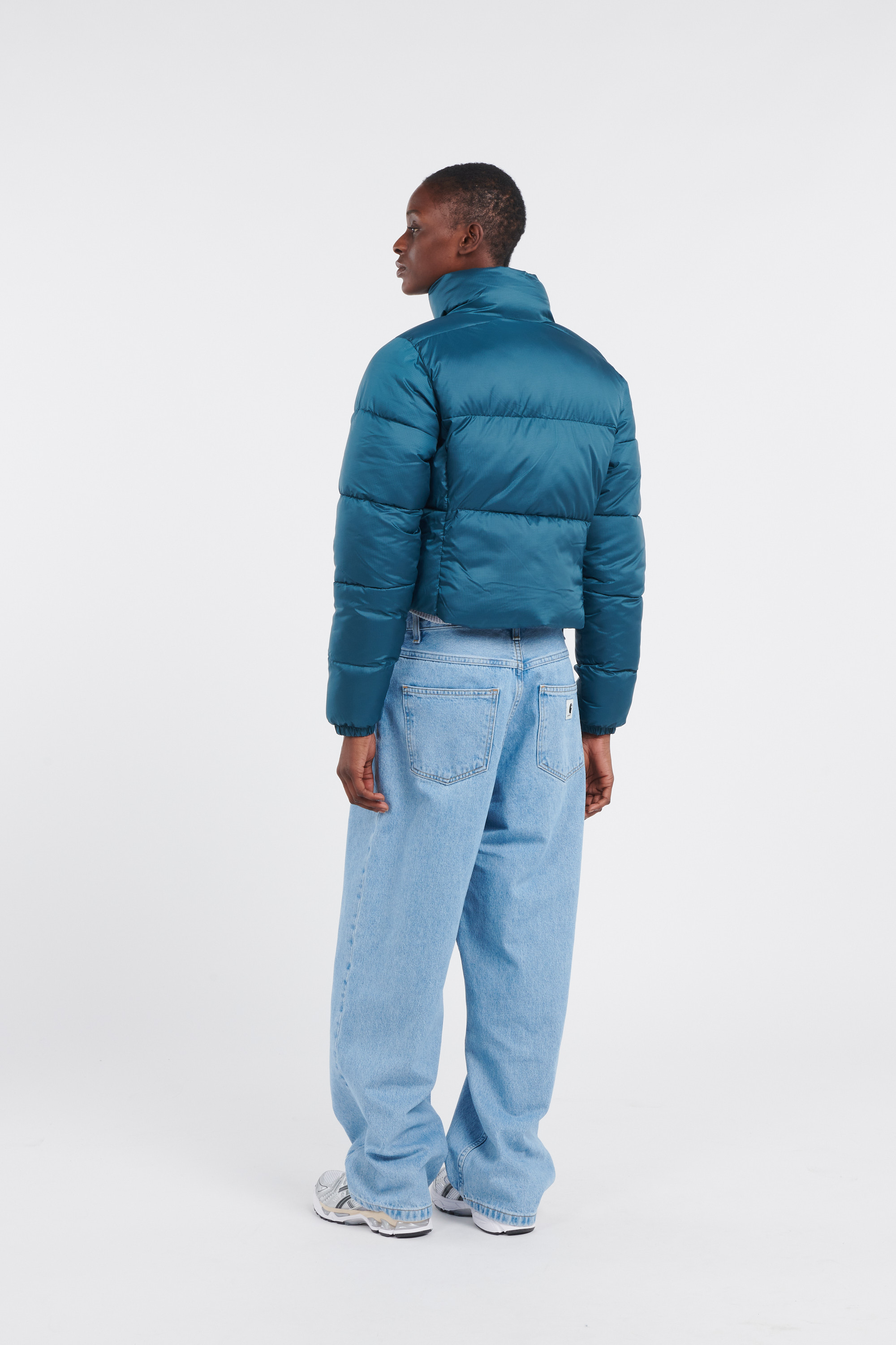 Lightweight quilted padded jacket with high neck Blue