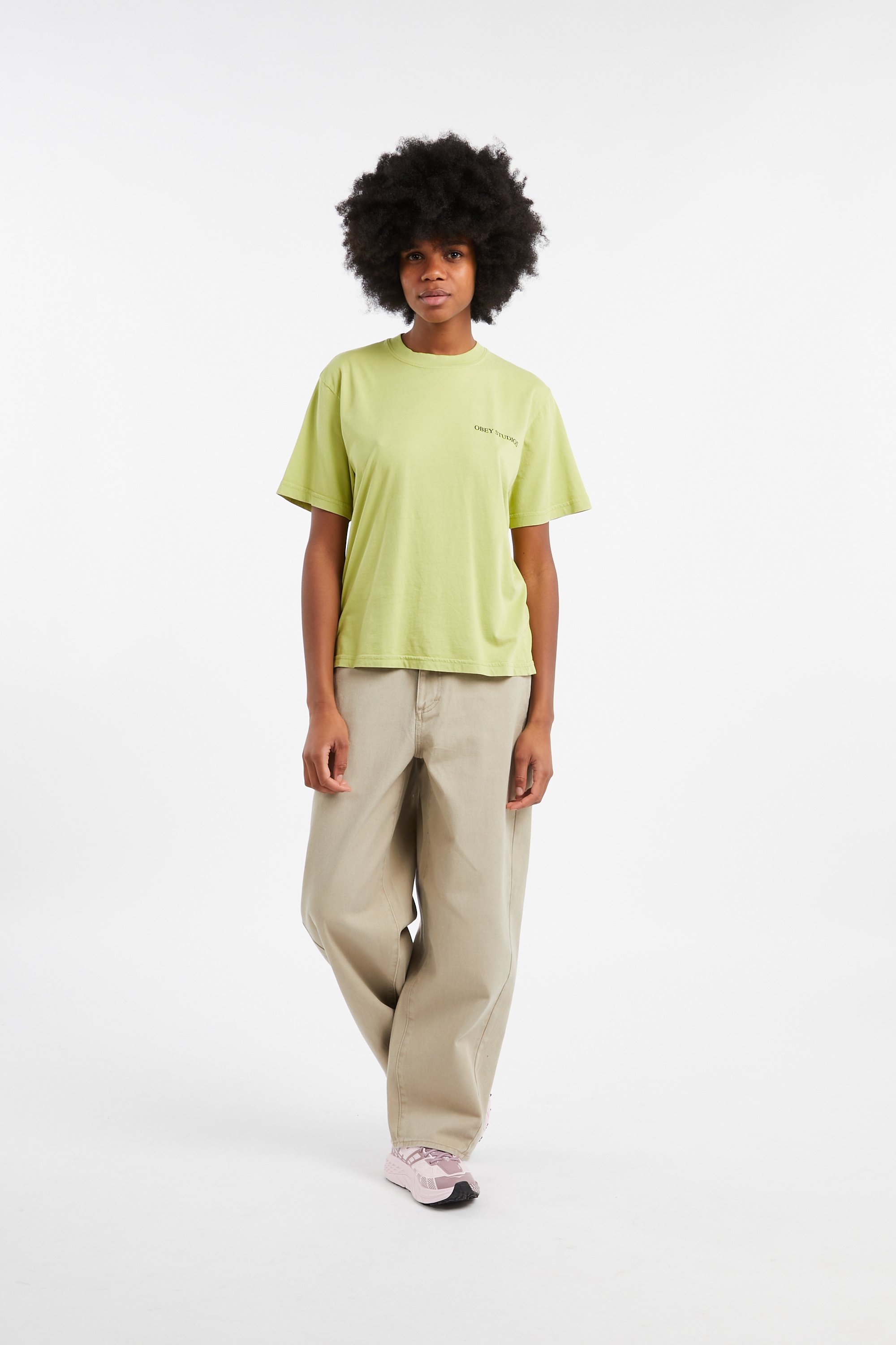 Regular-fit round-neck cotton T-shirt OBEY Yellow