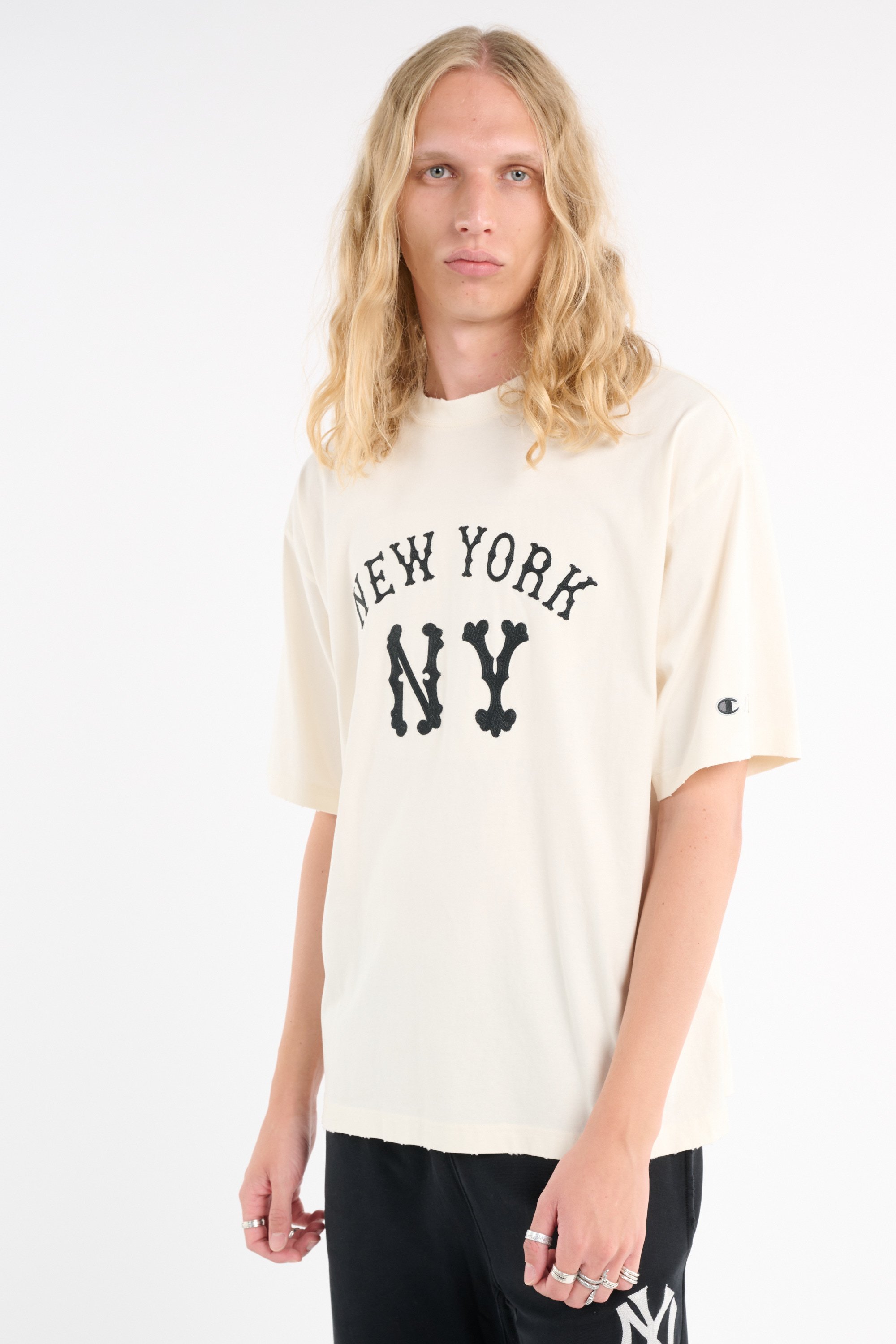 Regular-fit round-neck cotton T-shirt | Beige CHAMPION Men