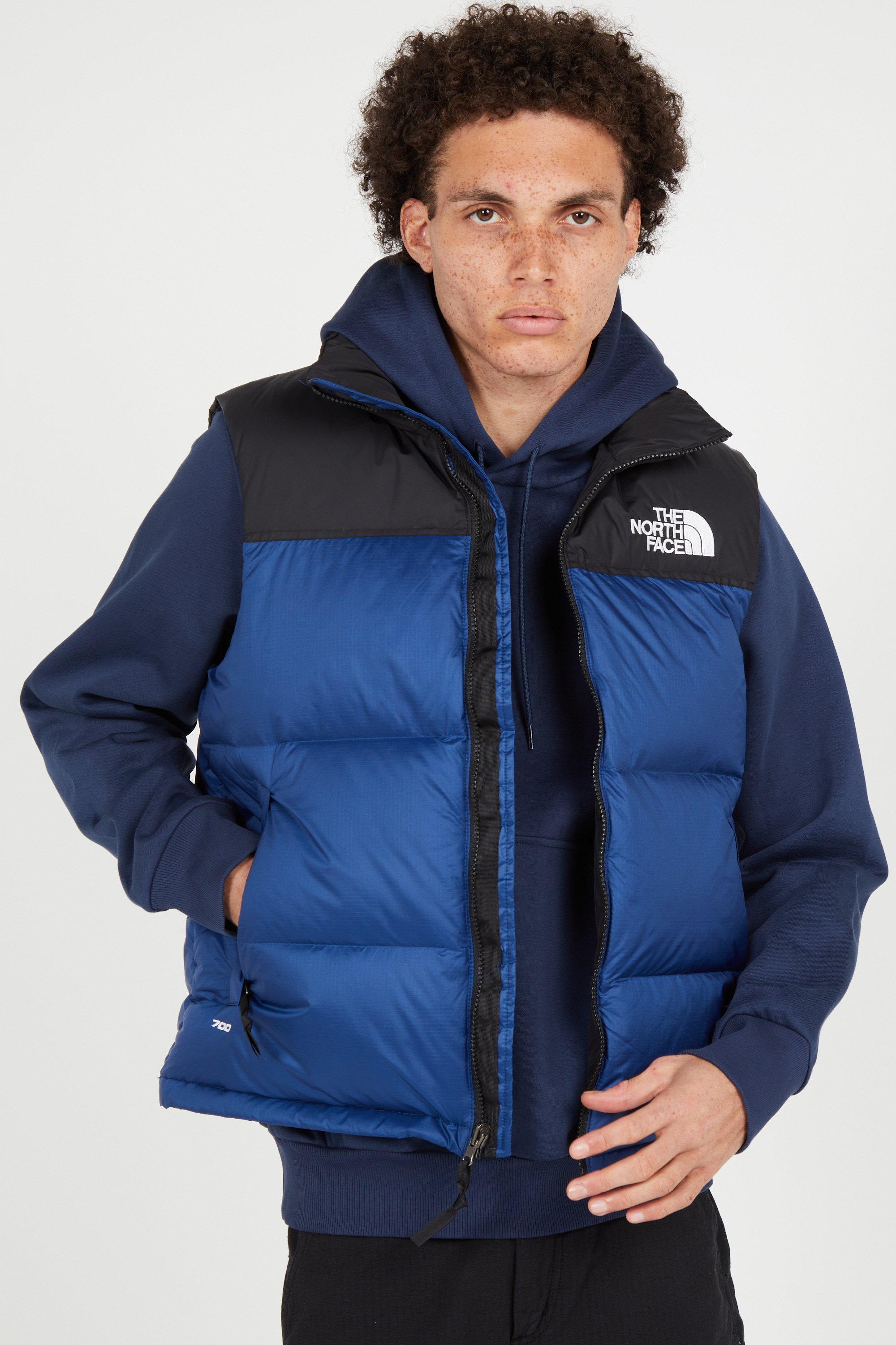 Lightweight quilted padded jacket with high neck Blue