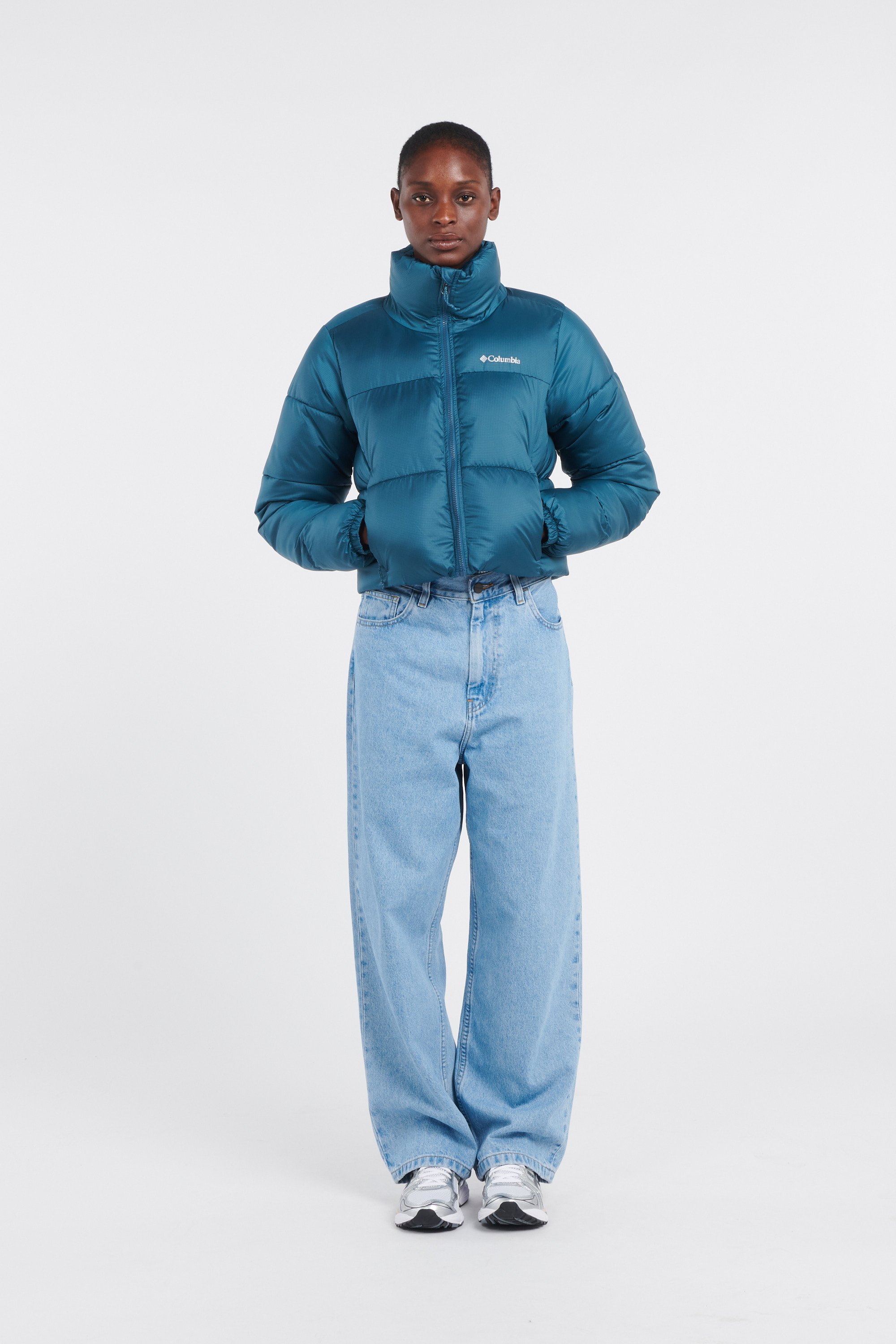 Lightweight quilted padded jacket with high neck COLUMBIA Blue