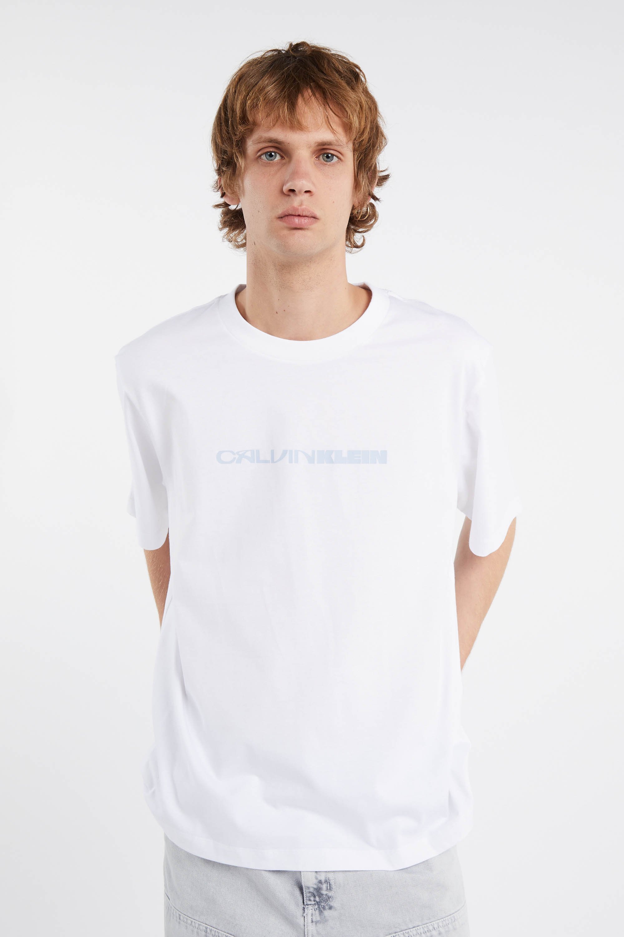 Regular-fit round-neck cotton T-shirt | White by CALVIN KLEIN Regular-fit round-neck cotton T-shirt White