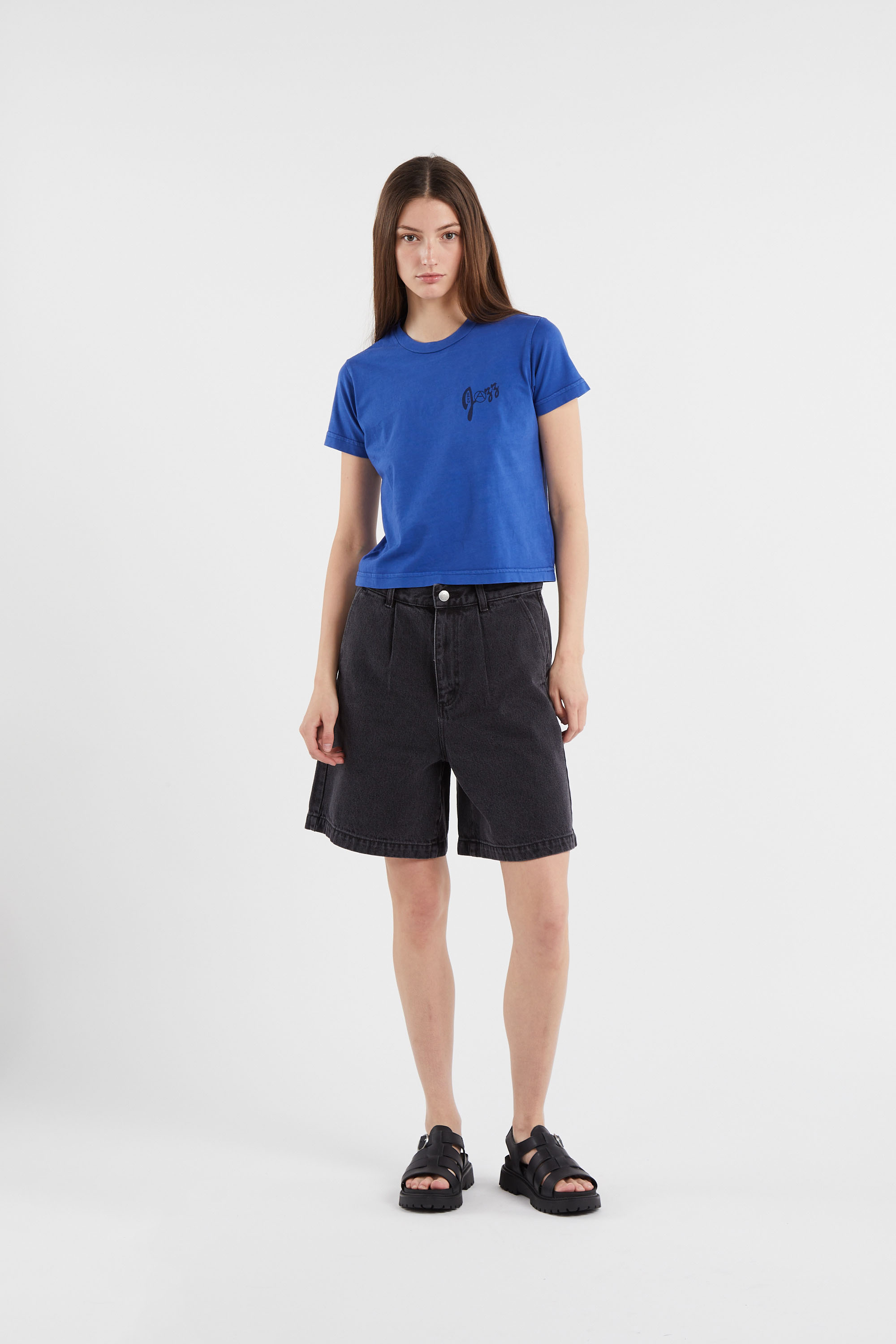 Regular-fit round-neck cotton T-shirt Blue