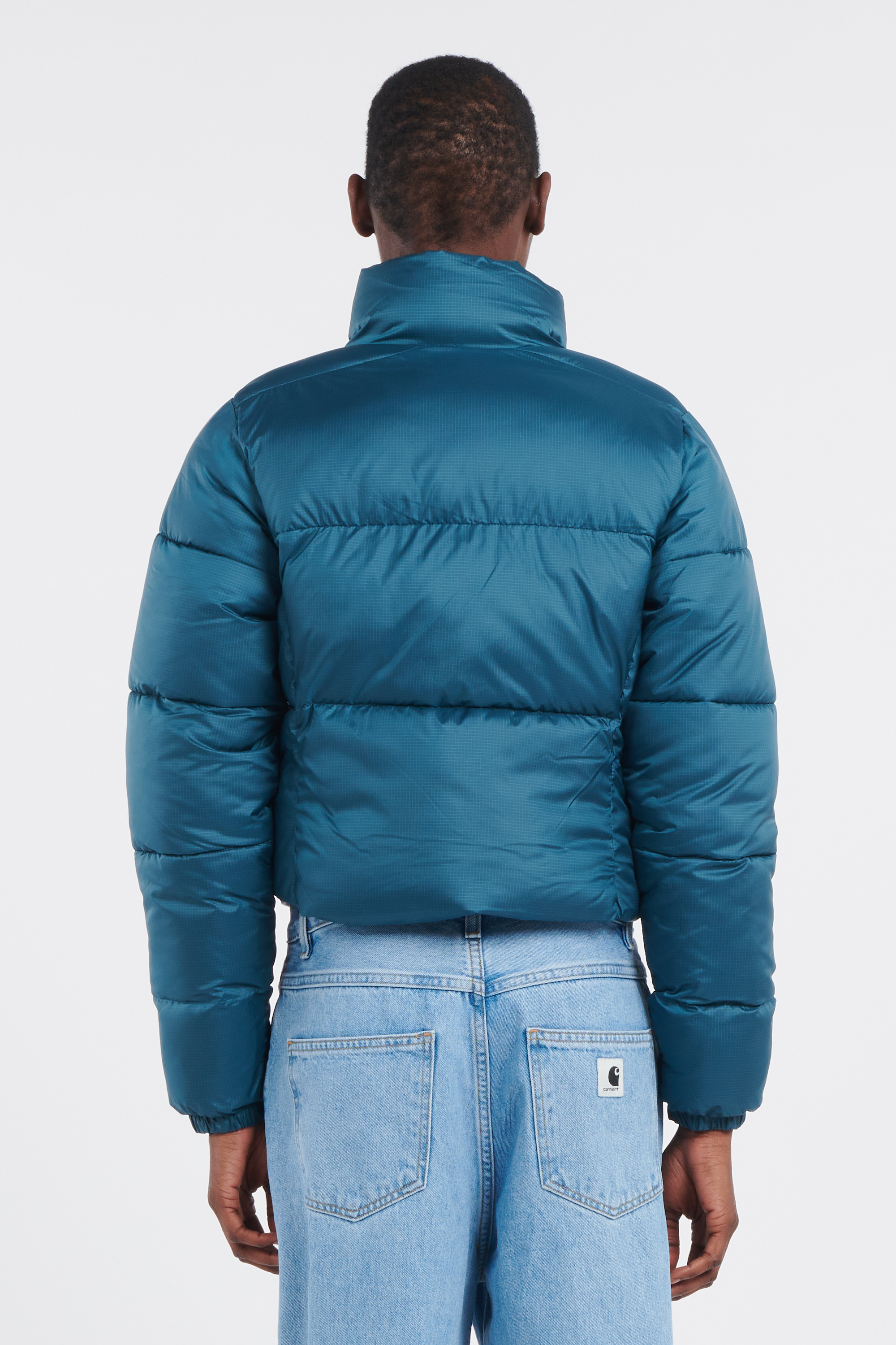 Lightweight quilted padded jacket with high neck Blue