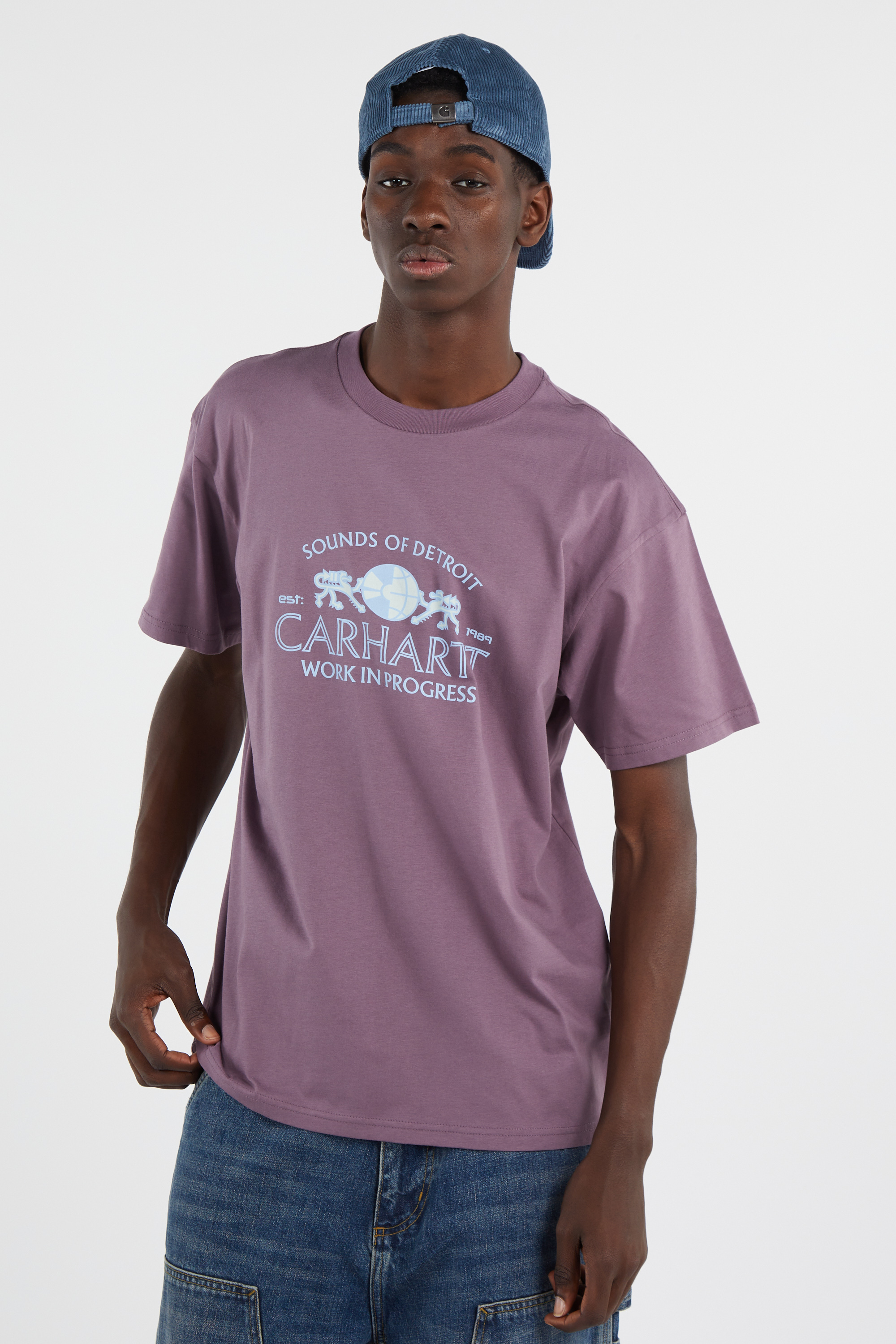 Regular-fit round-neck cotton T-shirt Purple