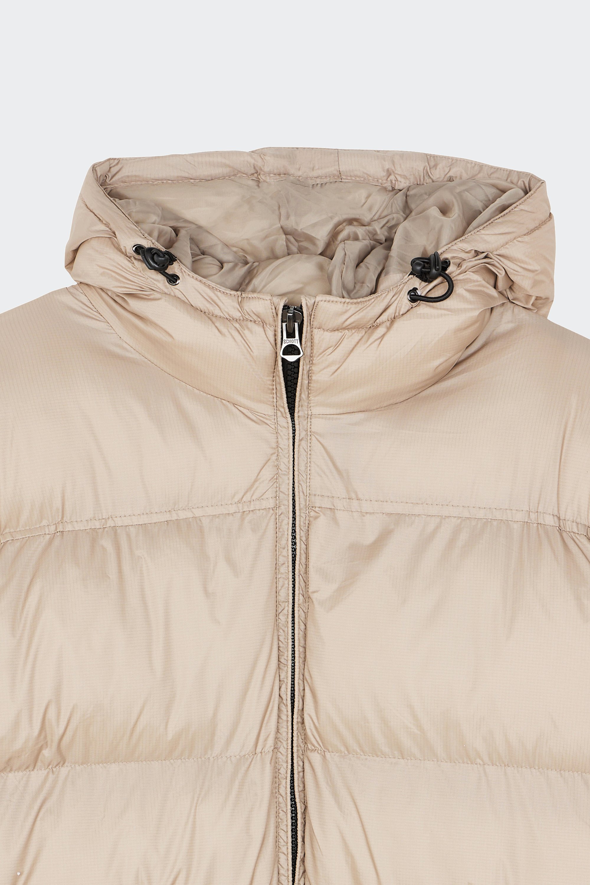 Lightweight quilted padded jacket with high neck | Beige by SCHOTT Lightweight quilted padded jacket with high neck Beige