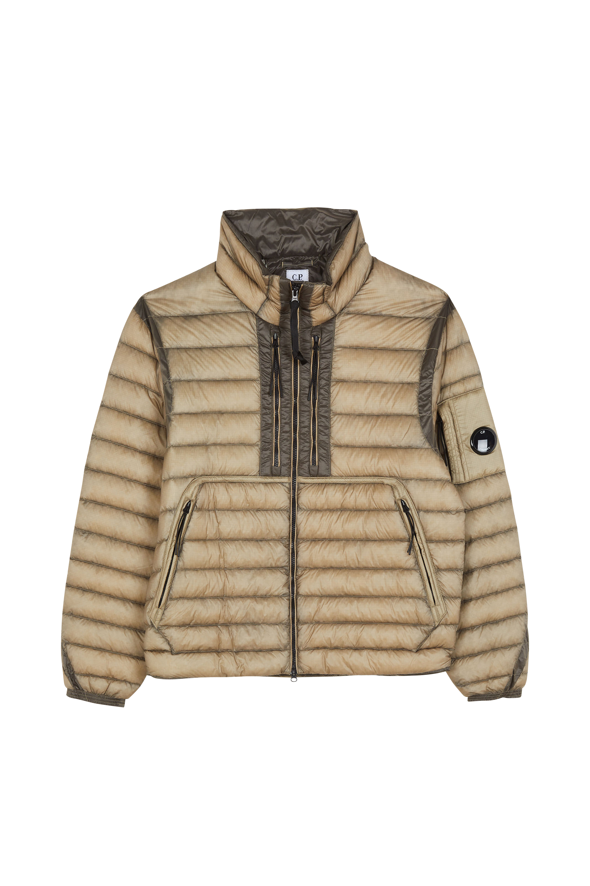 Lightweight quilted padded jacket with high neck Khaki