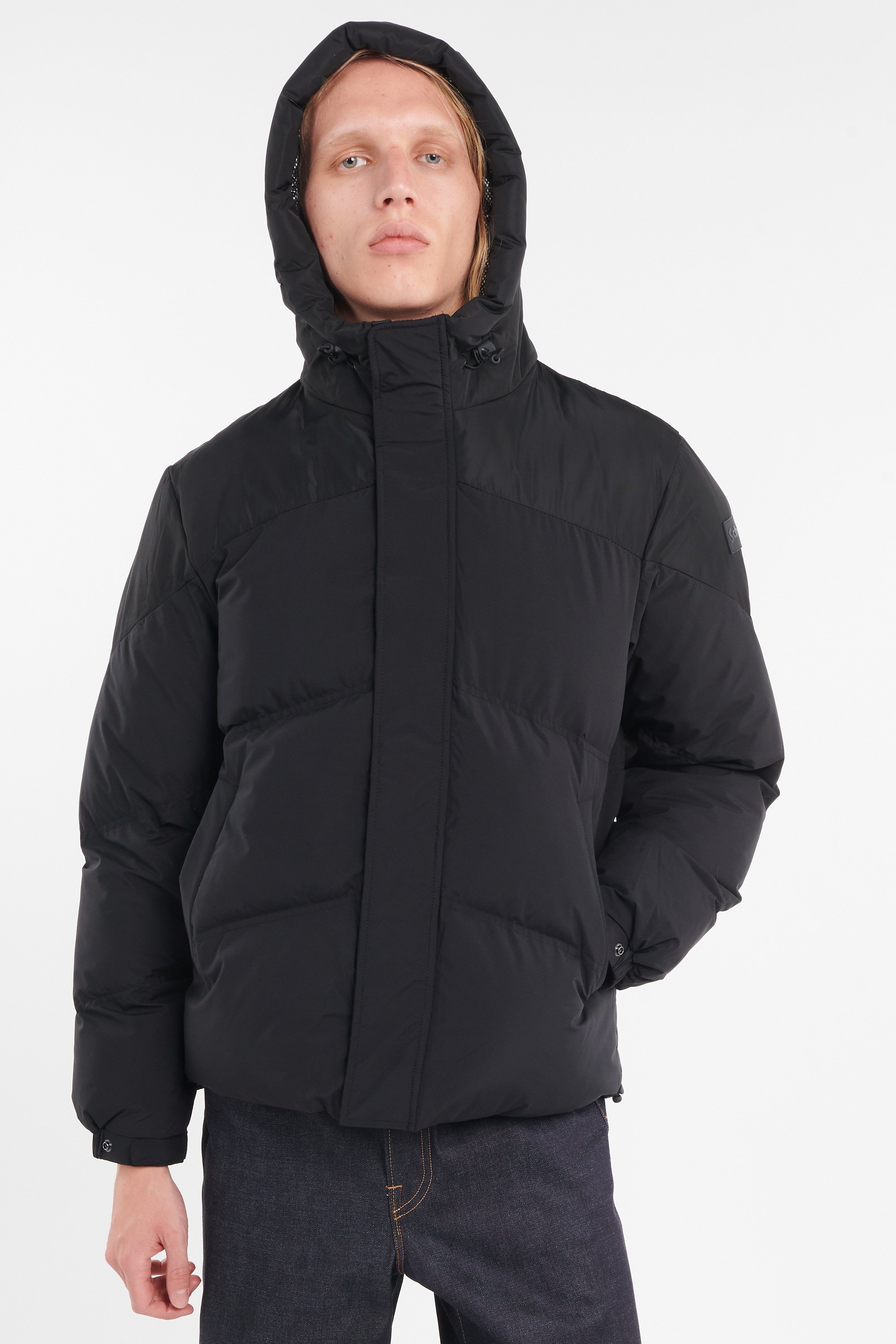 Lightweight quilted padded jacket with high neck Black