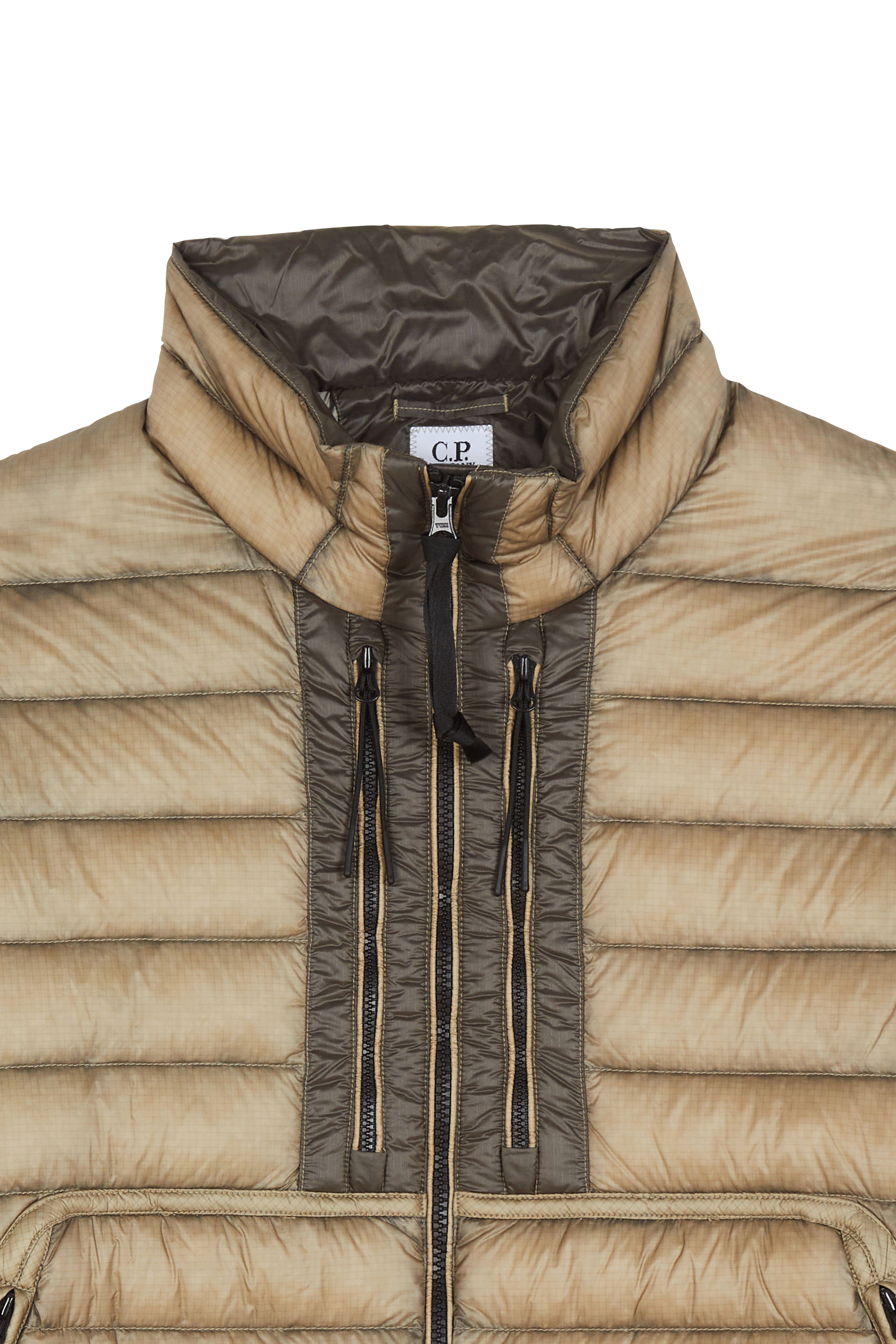 Lightweight quilted padded jacket with high neck Khaki