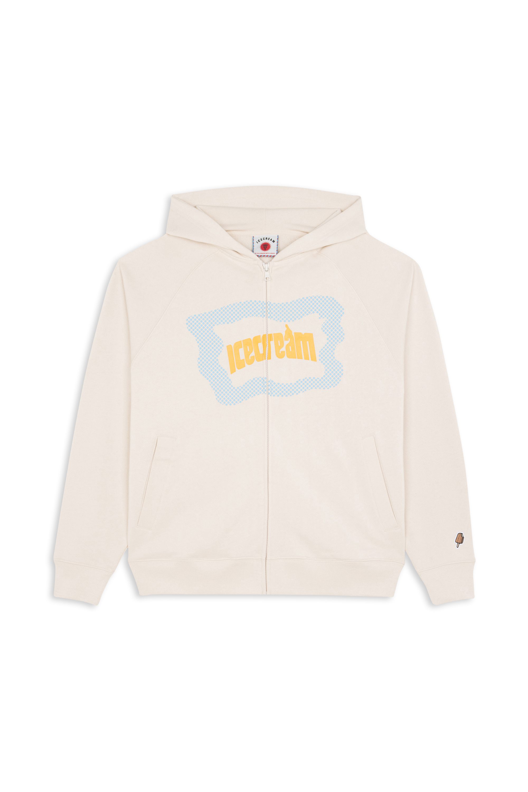 Regular-fit zip-up cotton-blend hoodie with Pony Player Beige