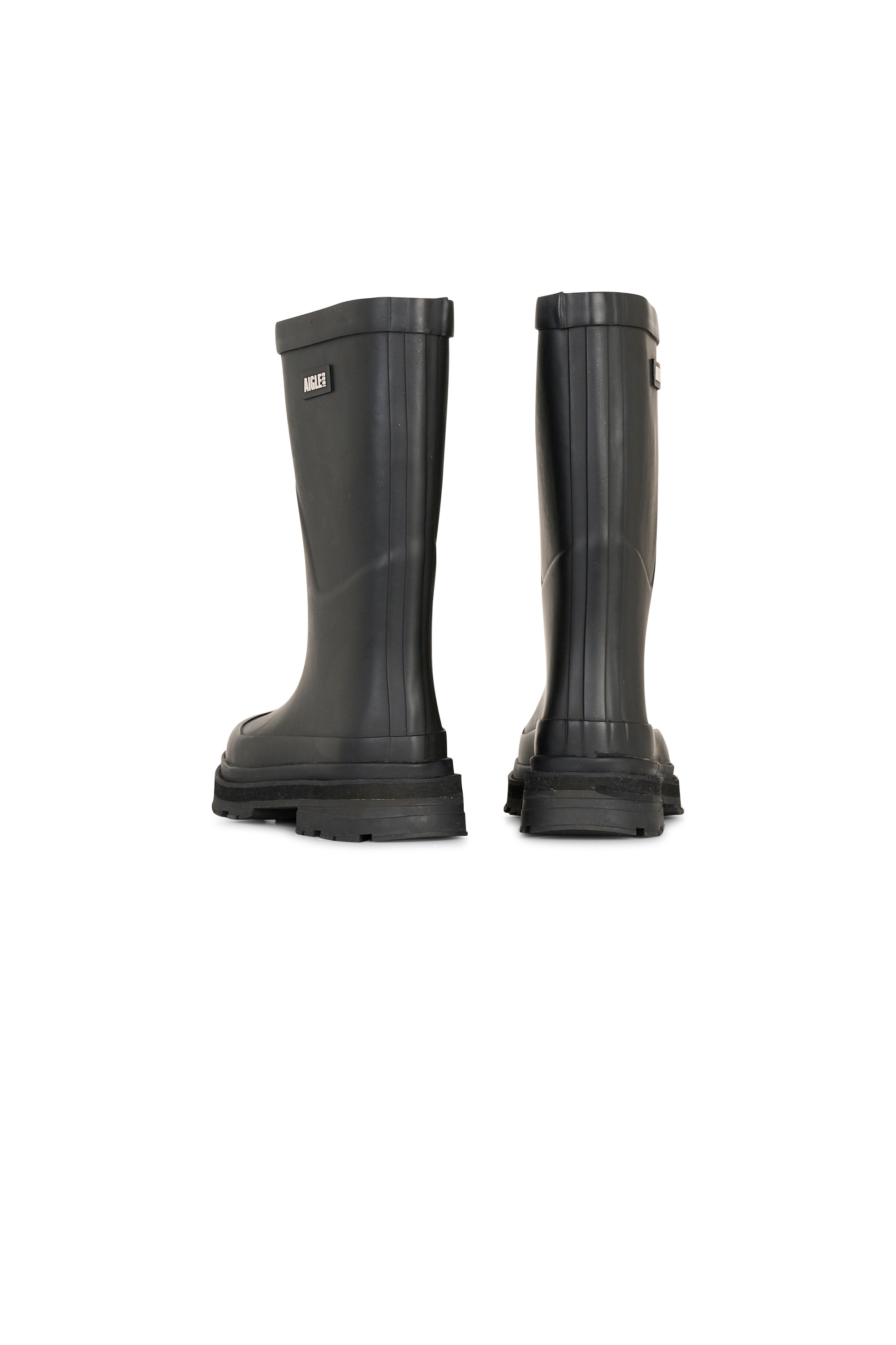 Heeled leather mid-calf boots Black