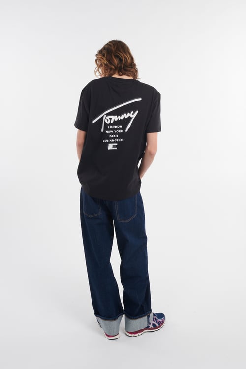TOMMY JEANS Regular-fit round-neck cotton T-shirt Black