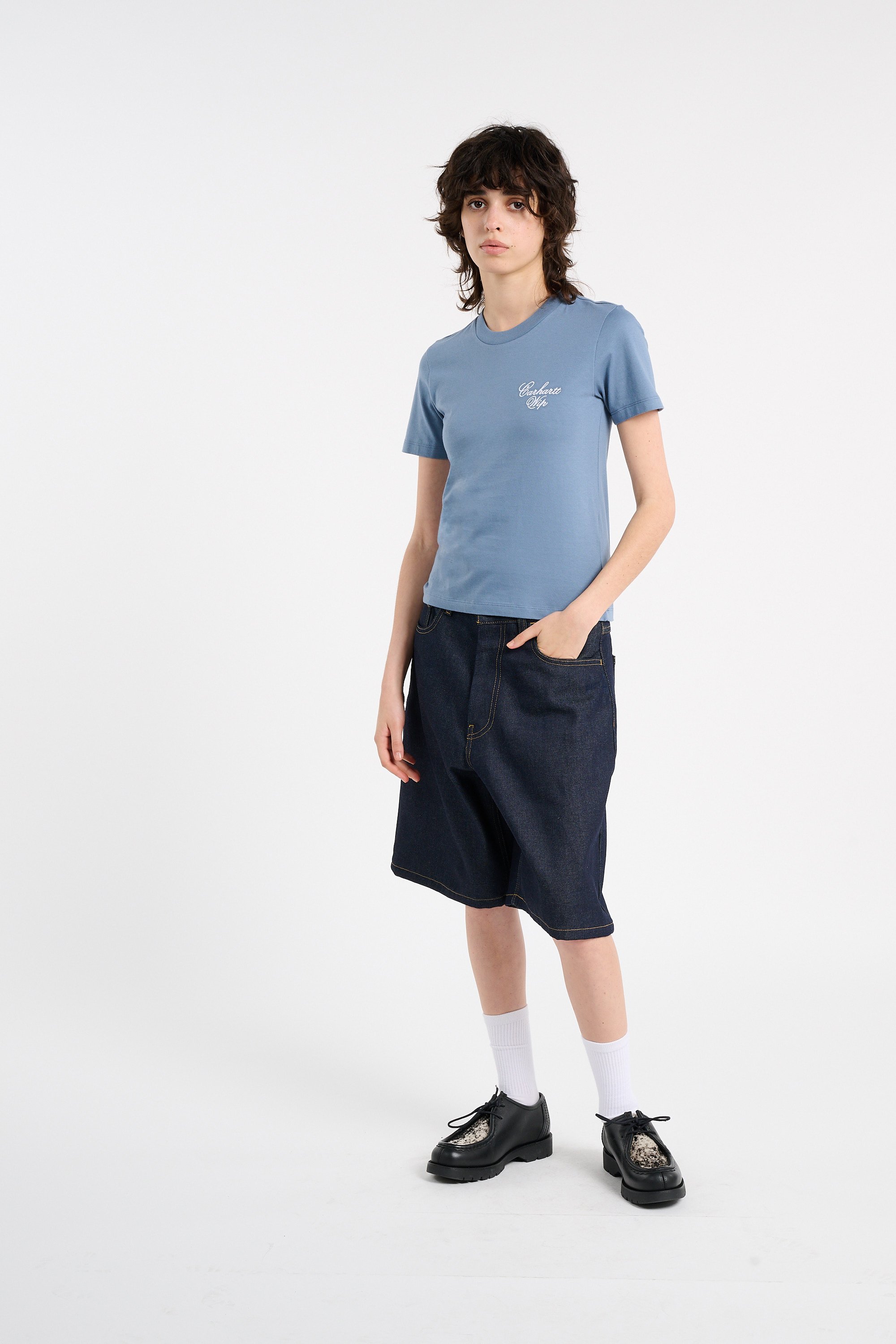 Round neck organic cotton t-shirt | Blue CARHARTT WIP Women
