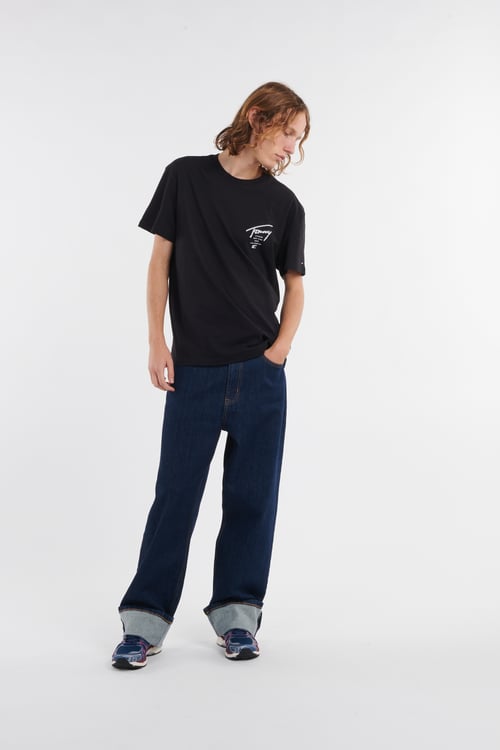 TOMMY JEANS Regular-fit round-neck cotton T-shirt Black