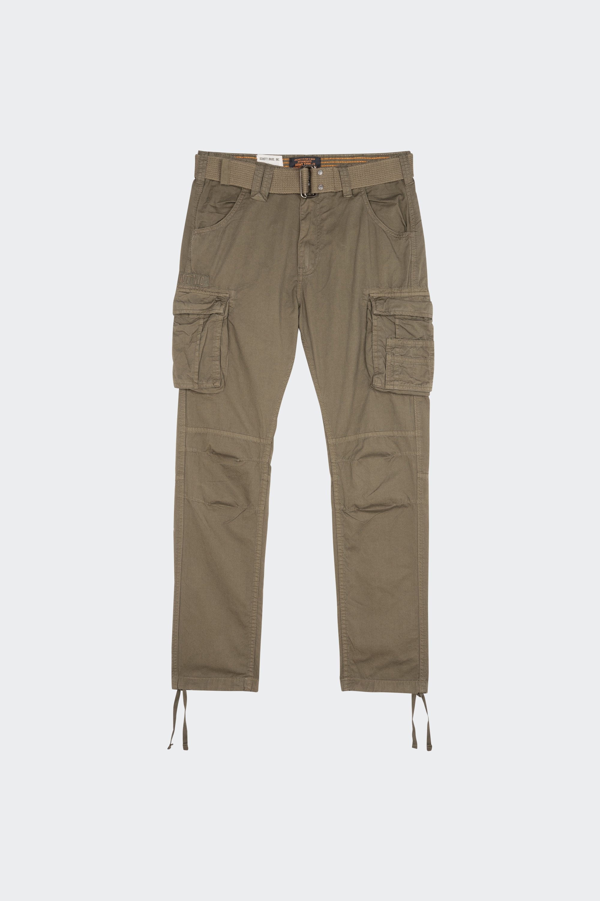 Pantalon treillis ceinturé  | Vert by SCHOTT Pantalon treillis ceinturé  Vert