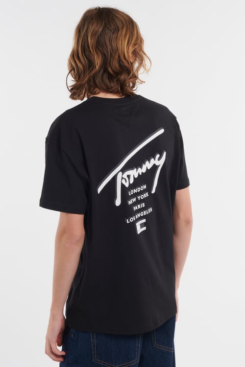TOMMY JEANS Regular-fit round-neck cotton T-shirt Black