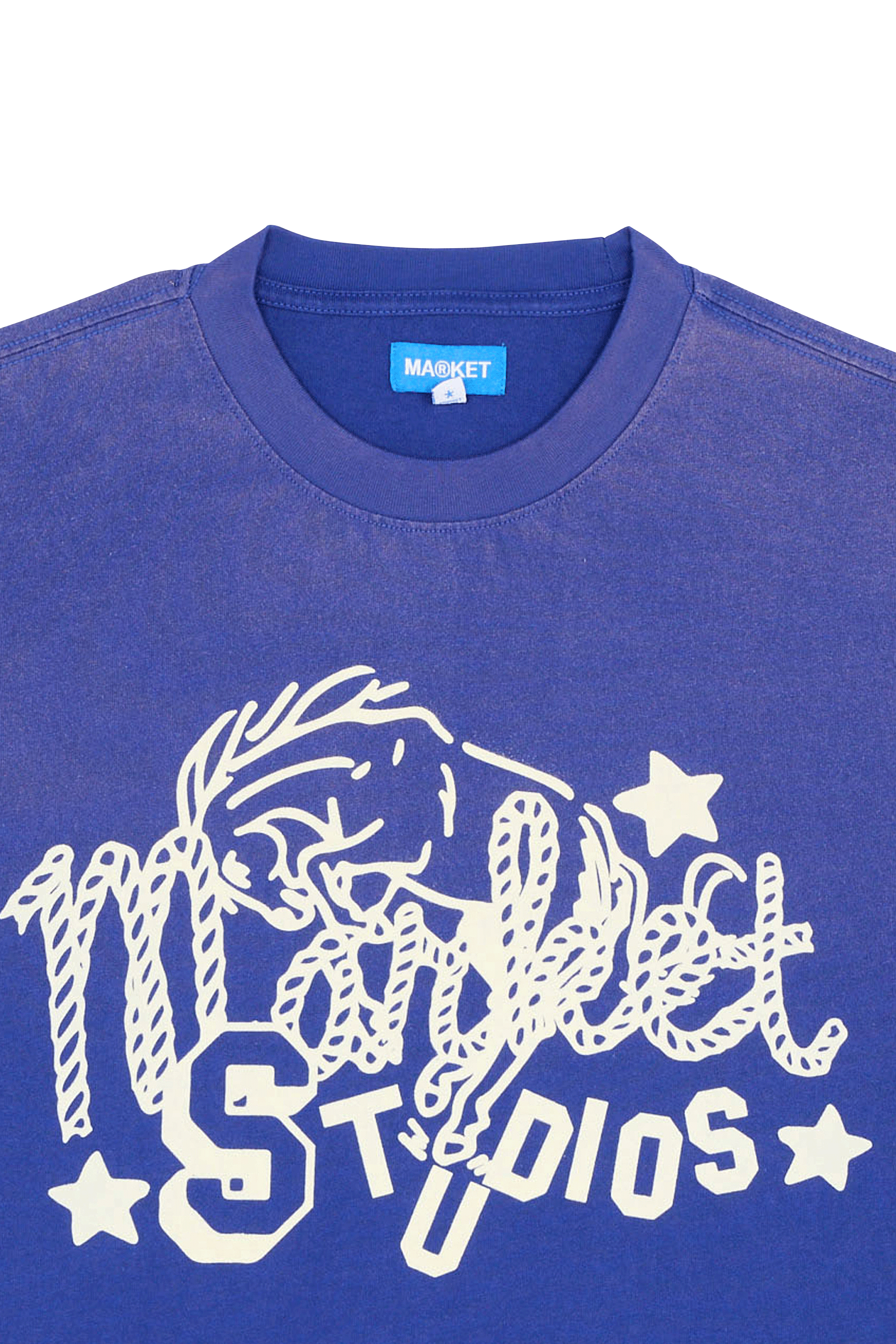 Regular-fit round-neck cotton T-shirt Blue