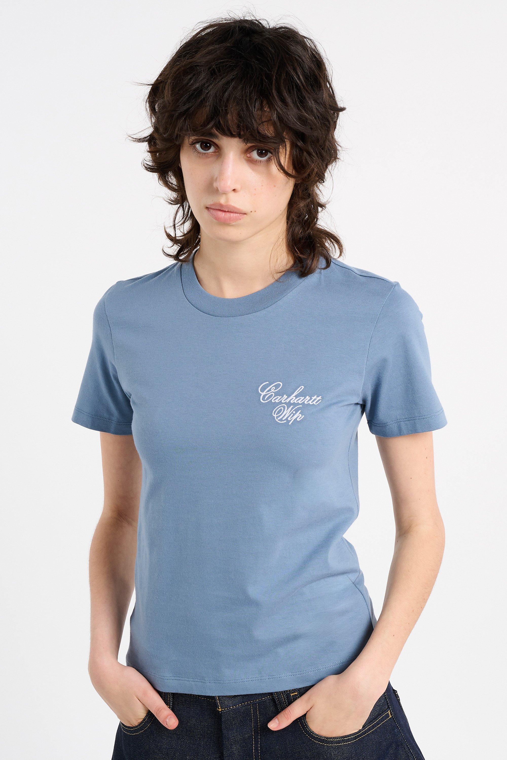 Round neck organic cotton t-shirt | Blue CARHARTT WIP Women
