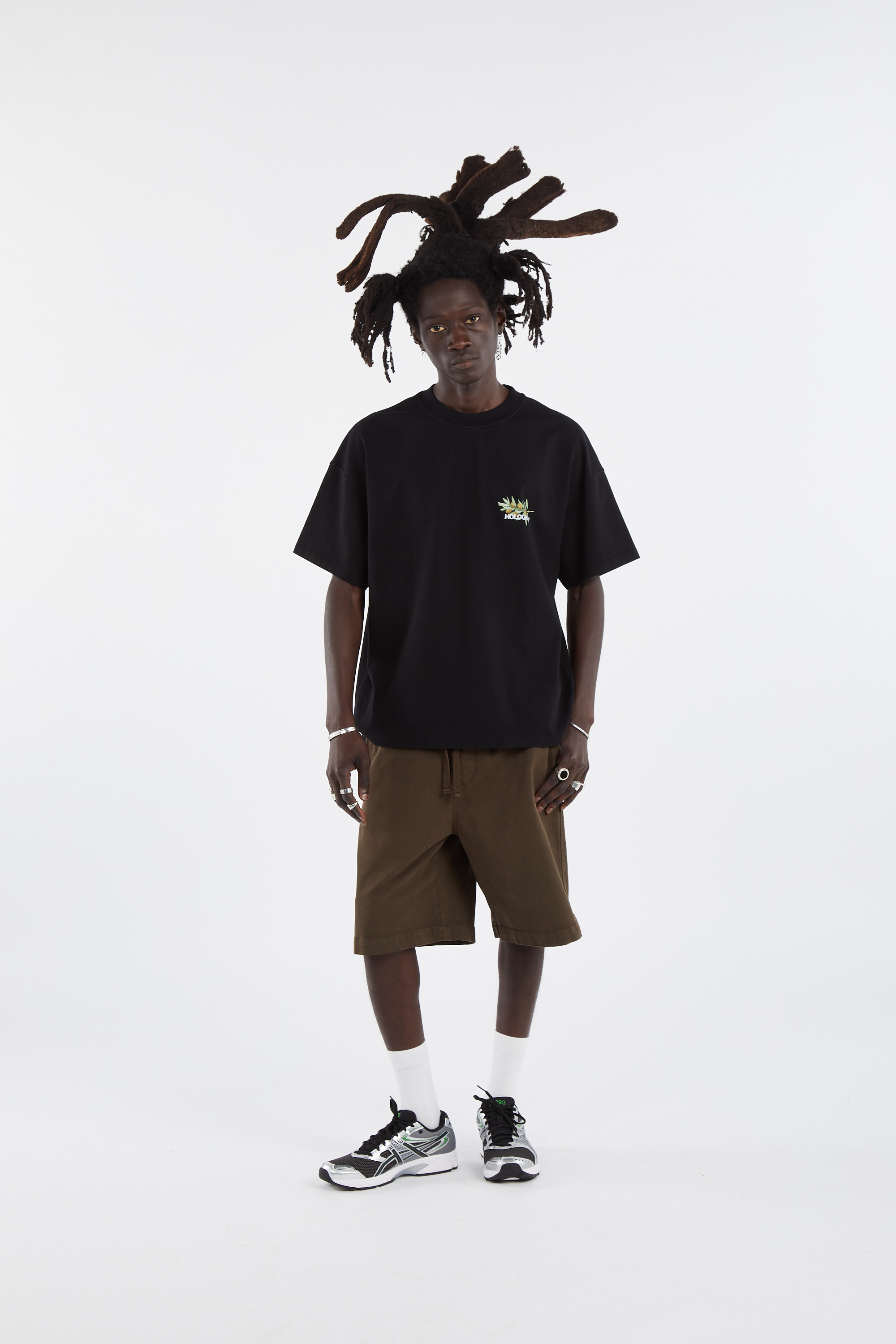 Regular-fit round-neck cotton T-shirt Black