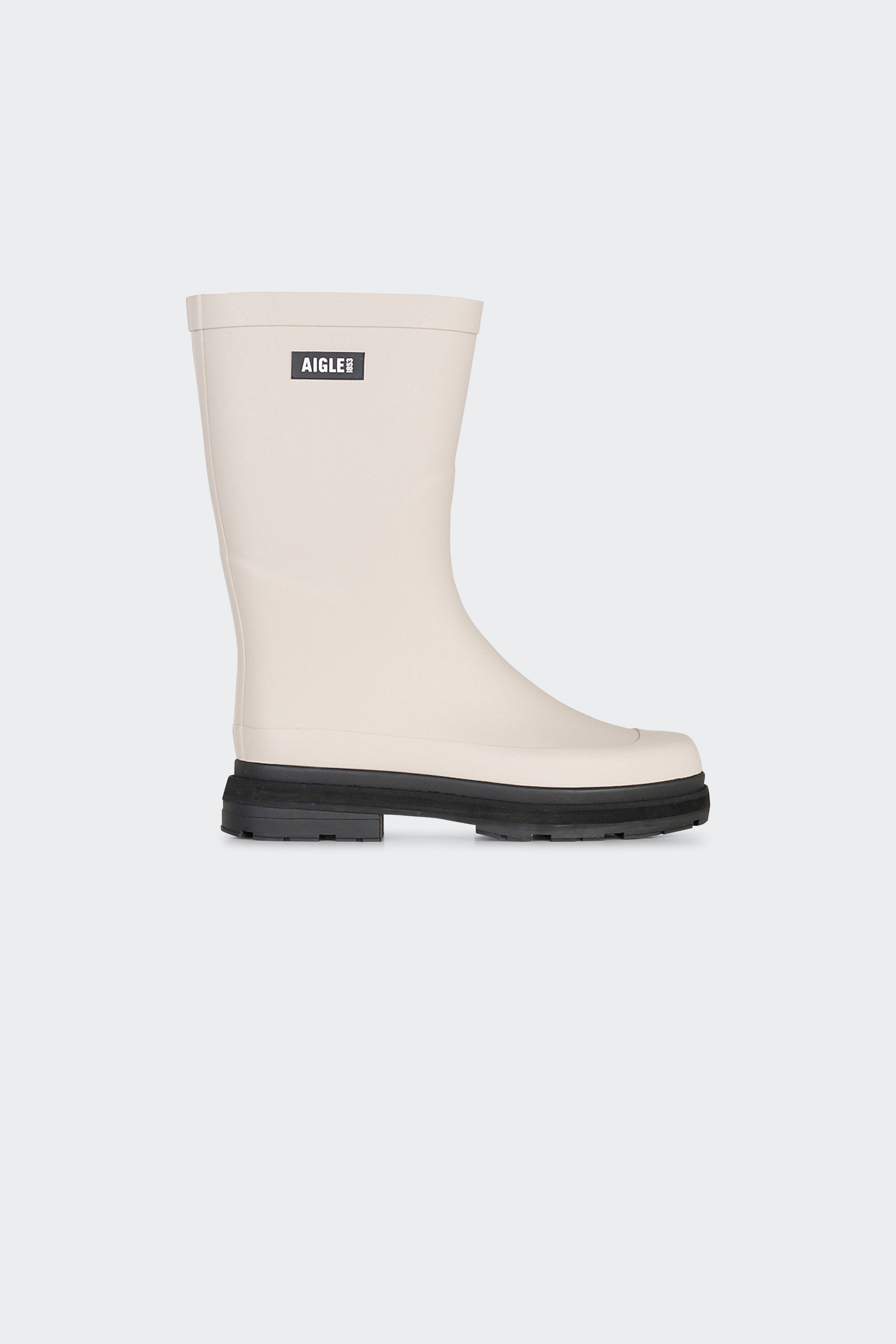 Heeled leather mid-calf boots | White by AIGLE Heeled leather mid-calf boots White