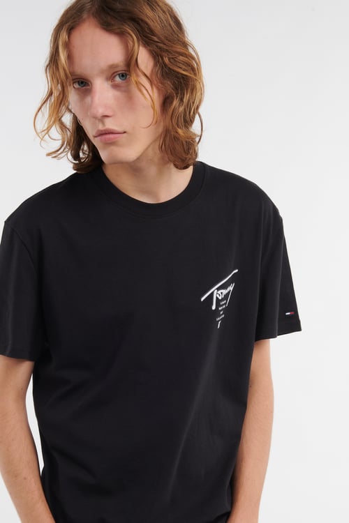 TOMMY JEANS Regular-fit round-neck cotton T-shirt Black