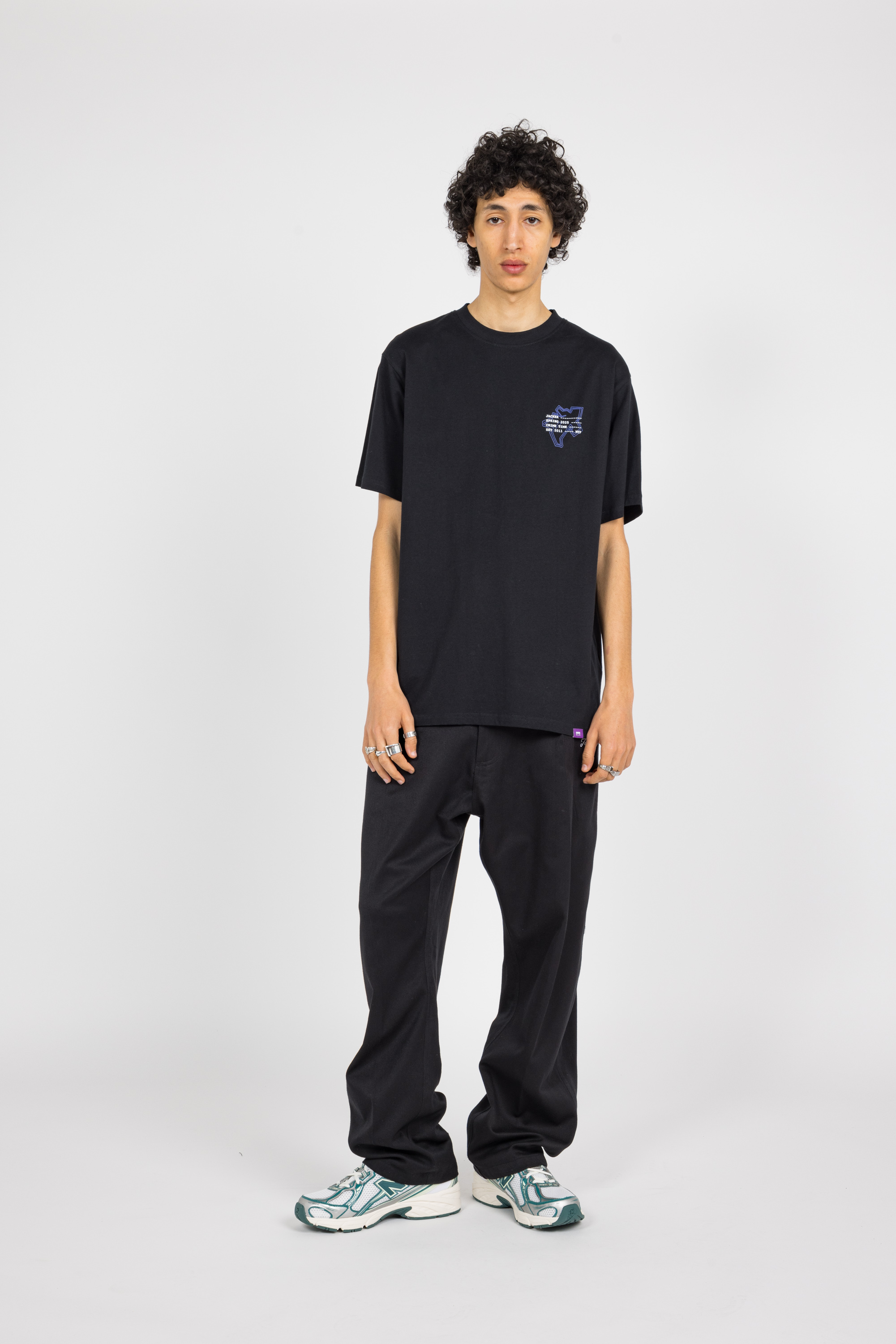 Regular-fit round-neck cotton T-shirt Black