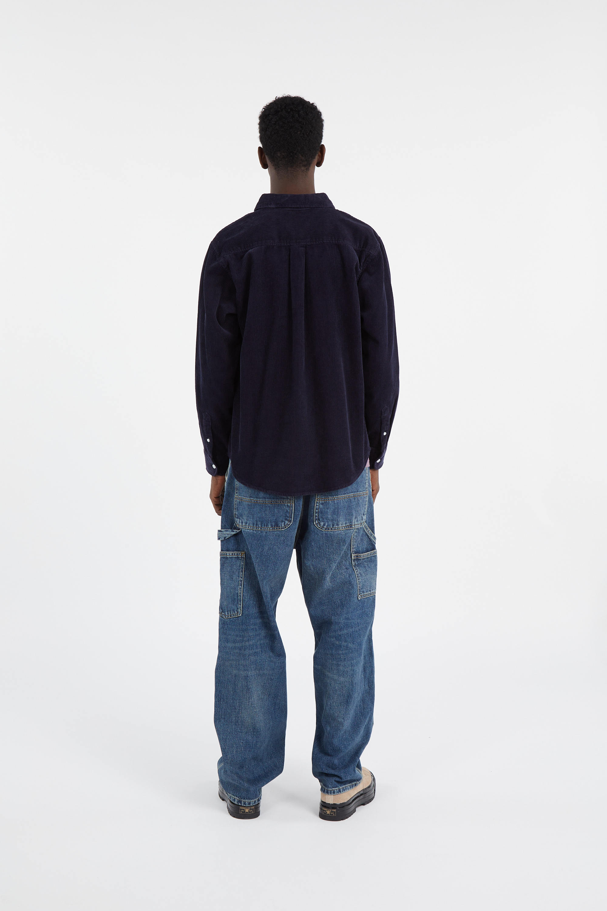 Cotton overshirt with button-down collar Blue