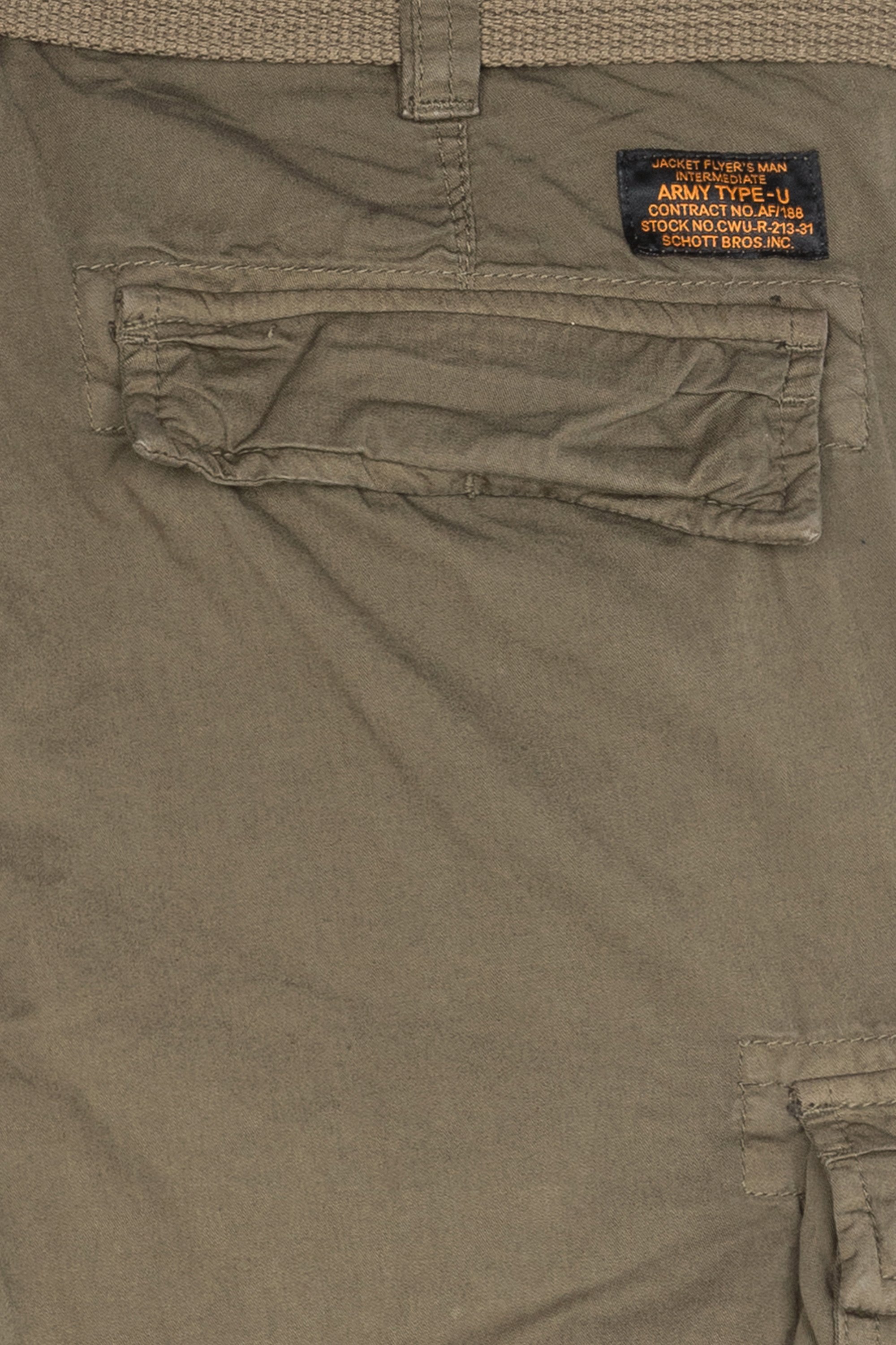 Pantalon treillis ceinturé  | Vert by SCHOTT Pantalon treillis ceinturé  Vert