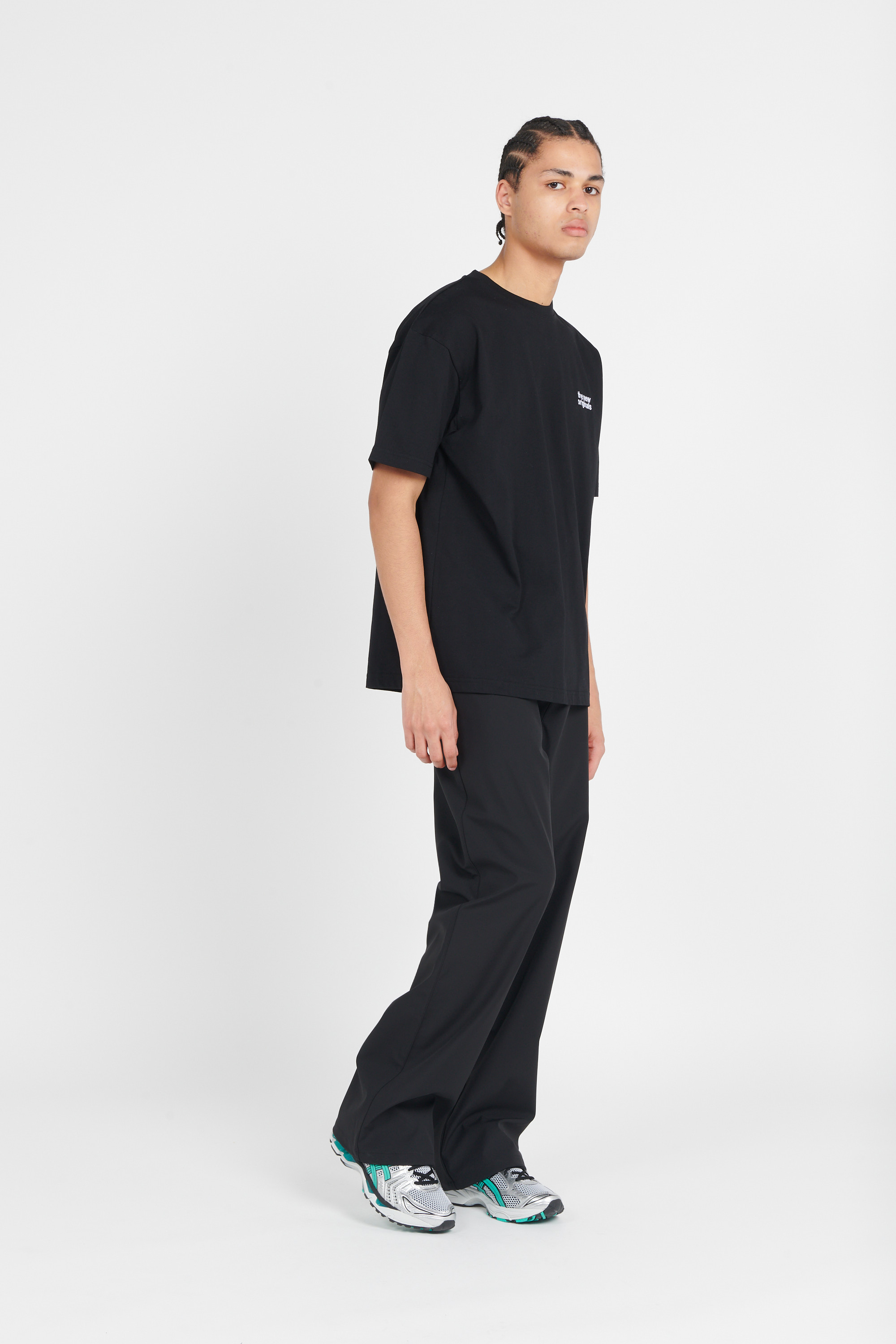 Regular-fit round-neck cotton T-shirt Black