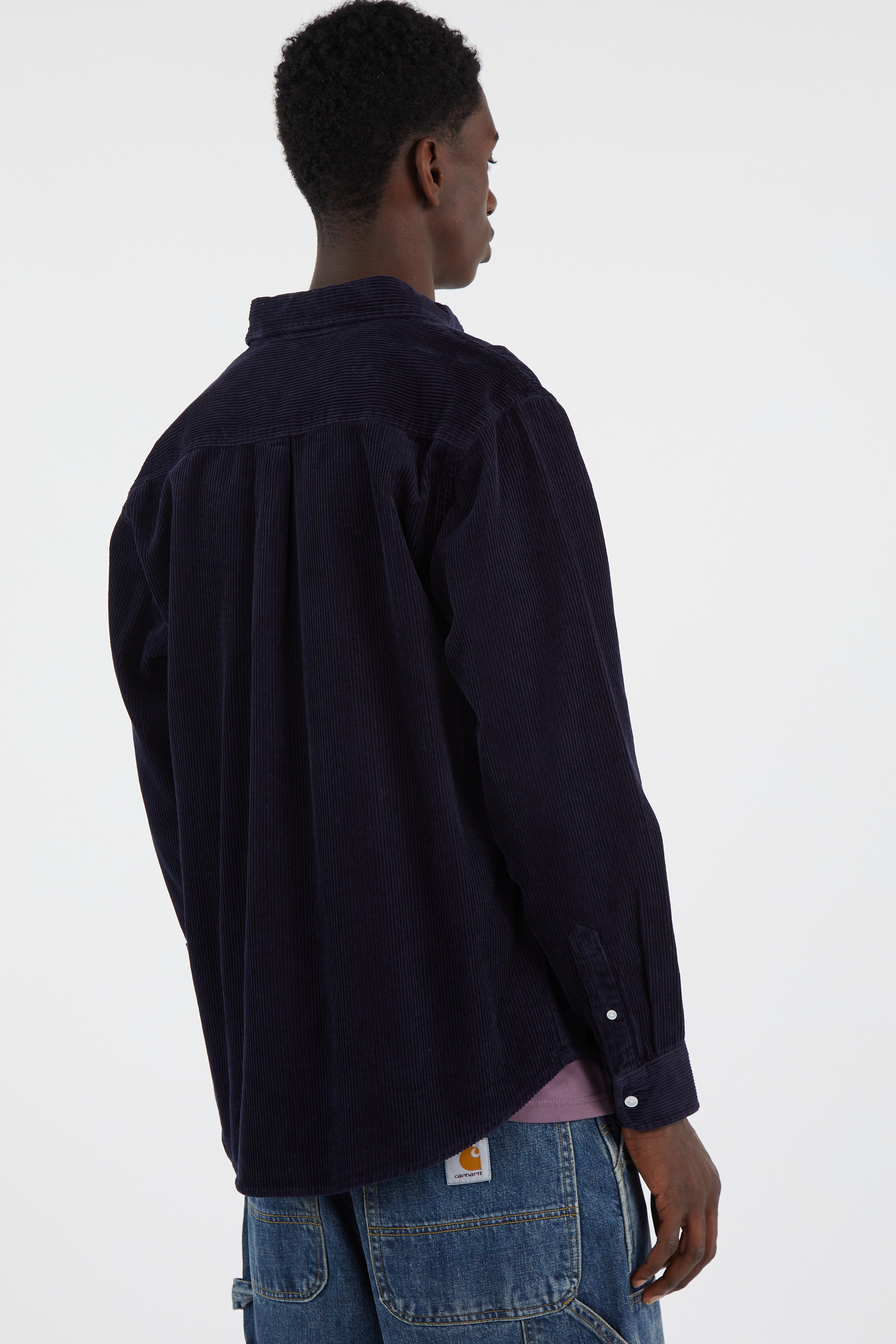 Cotton overshirt with button-down collar Blue