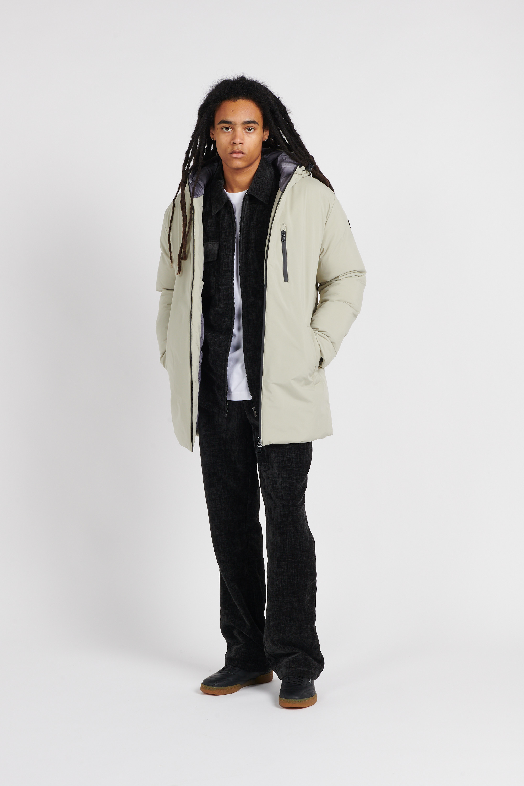 Lightweight quilted padded jacket with high neck Beige