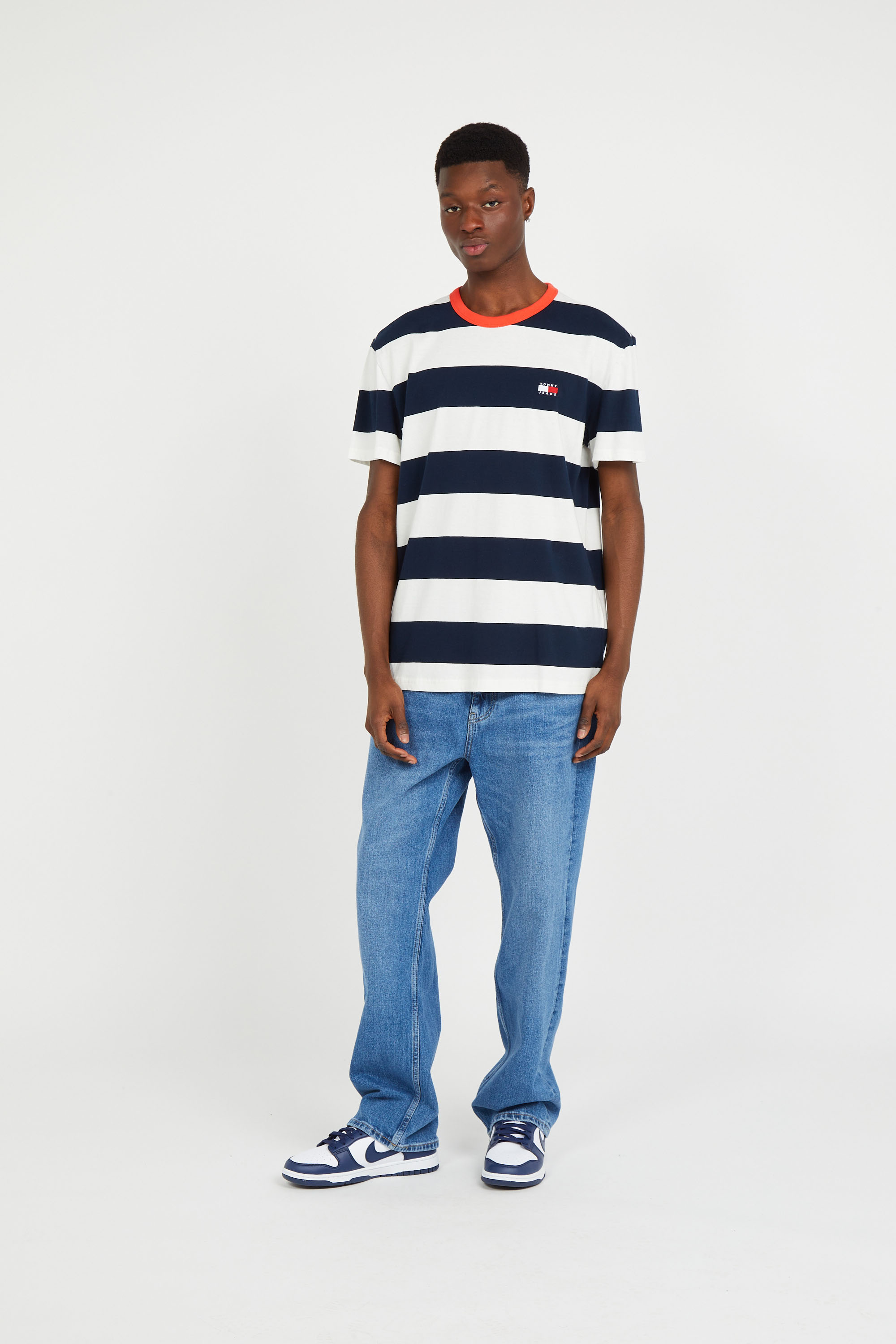 Regular-fit round-neck cotton T-shirt Blue