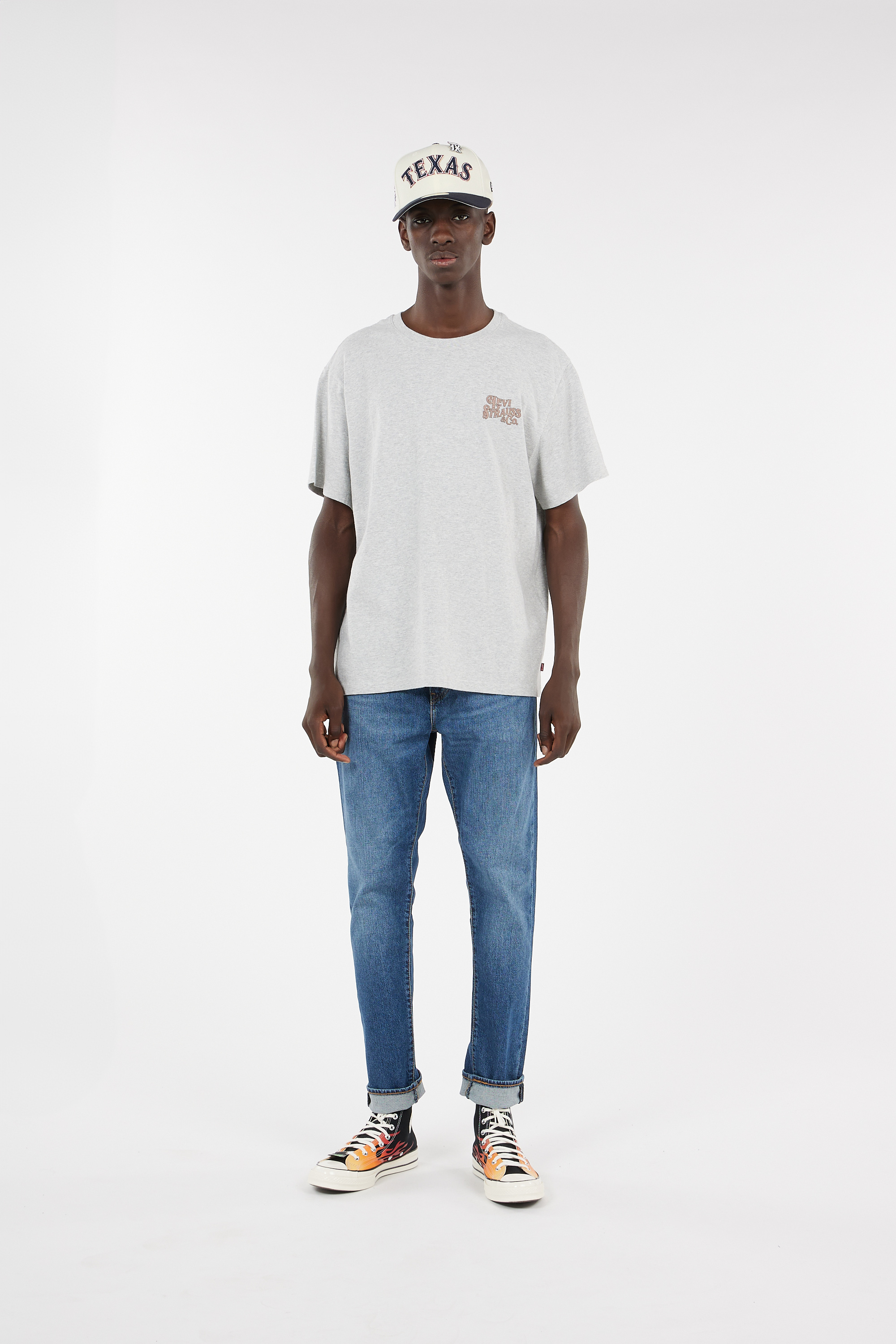 Regular-fit round-neck cotton T-shirt Grey