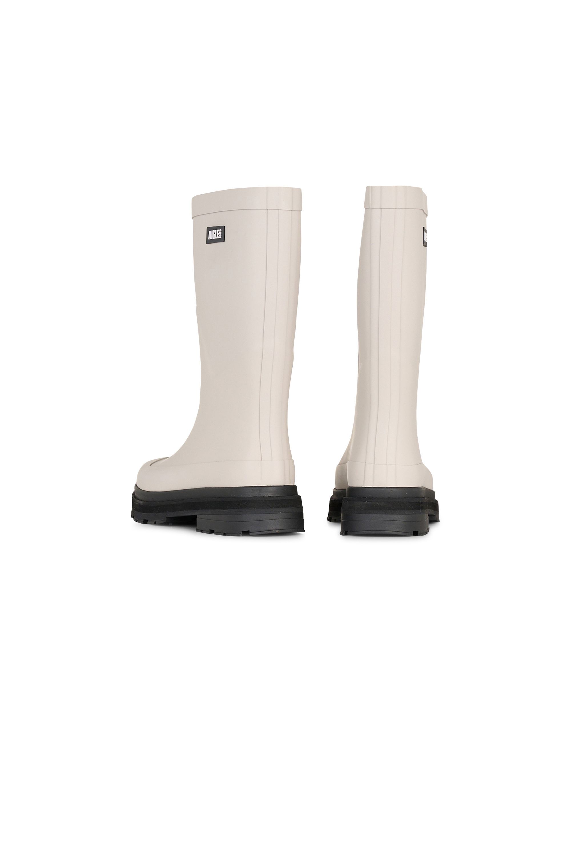 Heeled leather mid-calf boots White