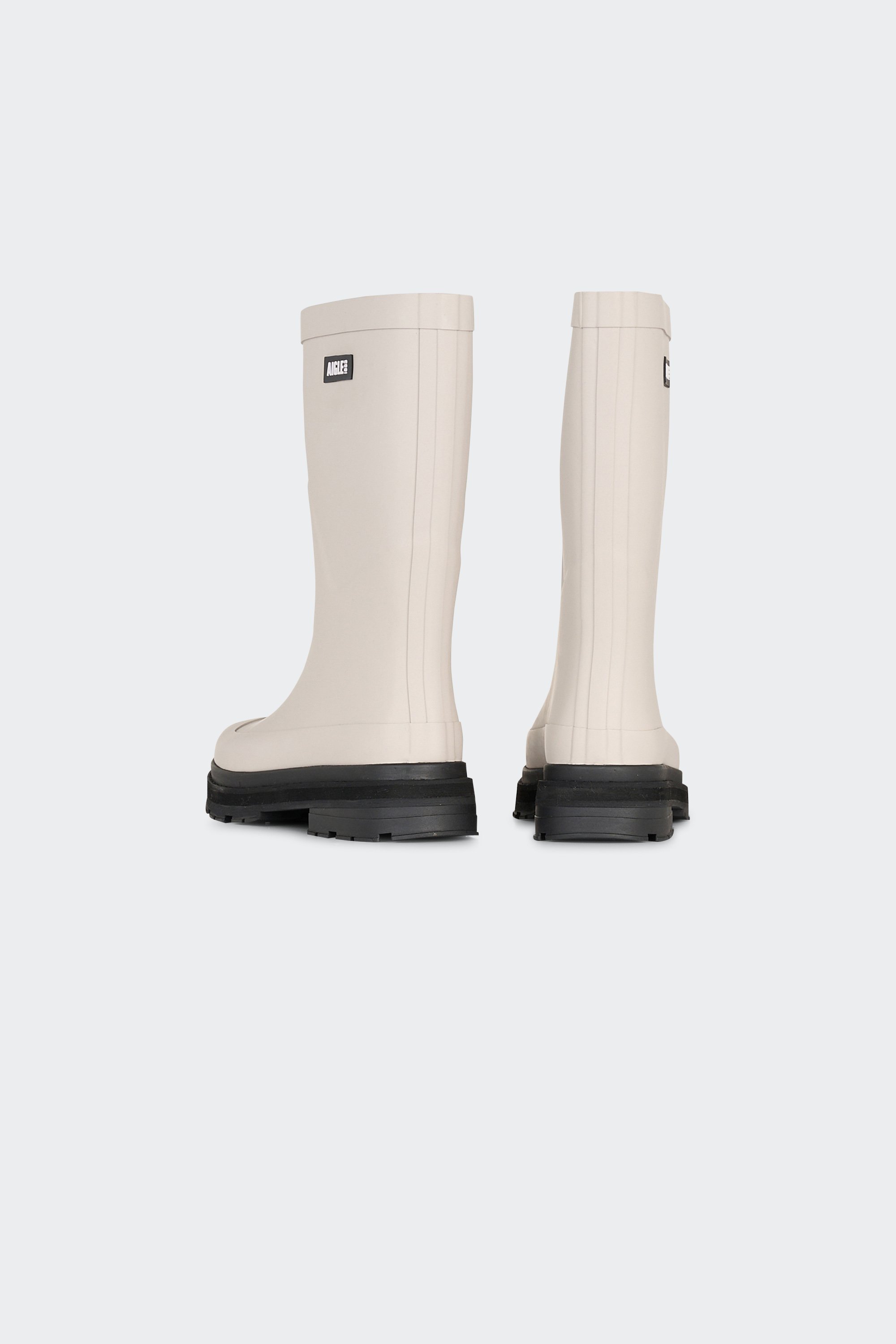 Heeled leather mid-calf boots | White by AIGLE Heeled leather mid-calf boots White