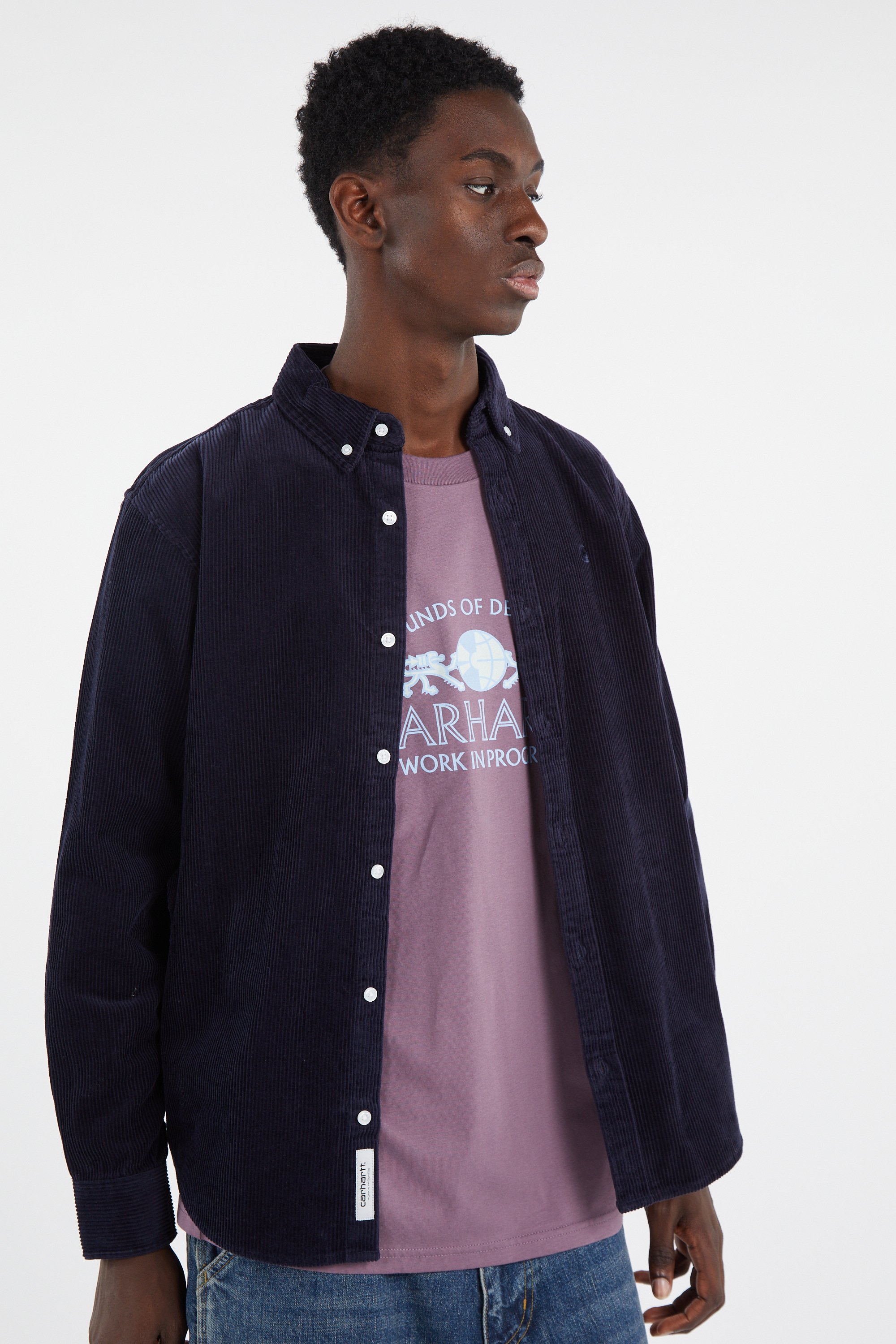 Cotton overshirt with button-down collar | Blue CARHARTT WIP Men
