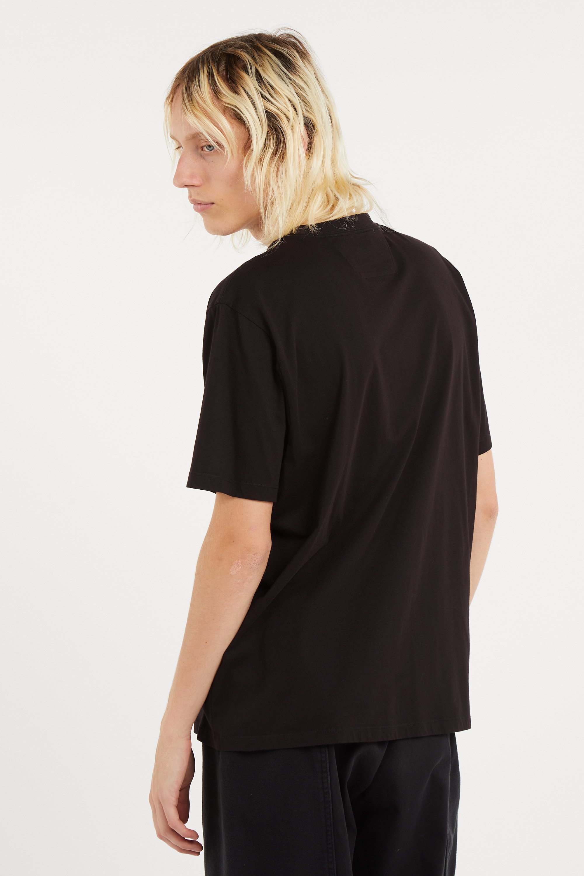 Regular-fit round-neck cotton T-shirt | Black C.P. COMPANY Men
