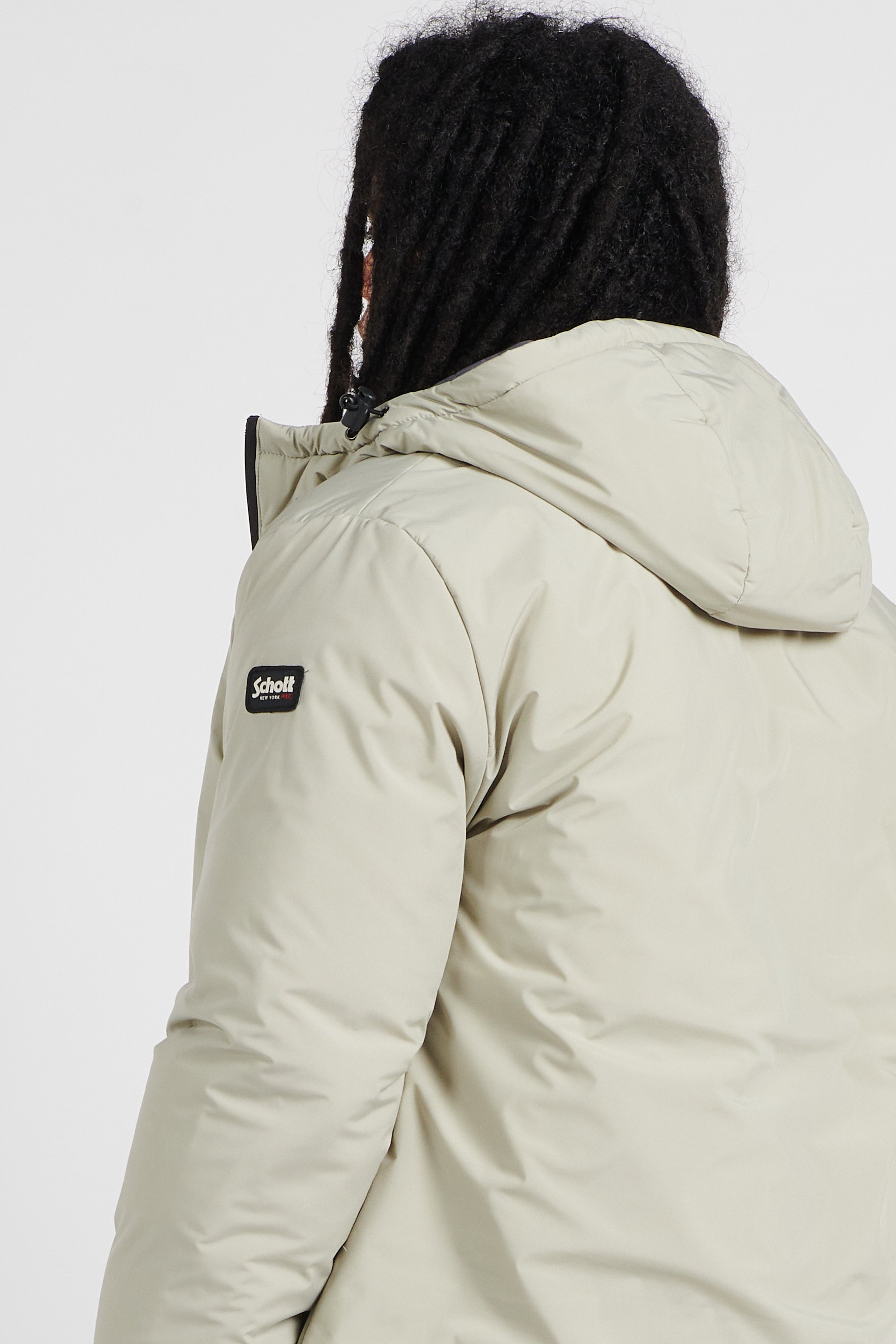 Lightweight quilted padded jacket with high neck Beige