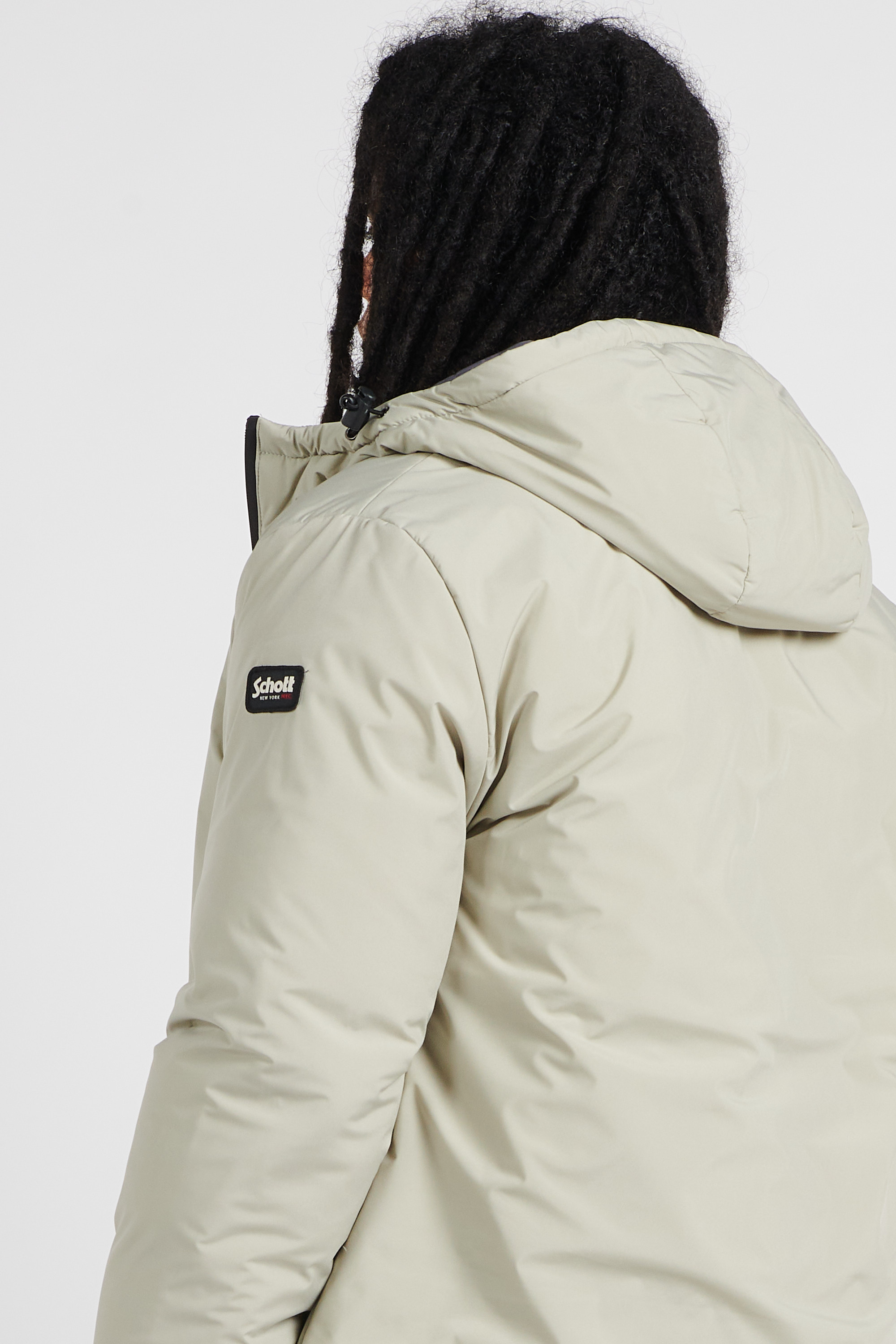 Lightweight quilted padded jacket with high neck Beige