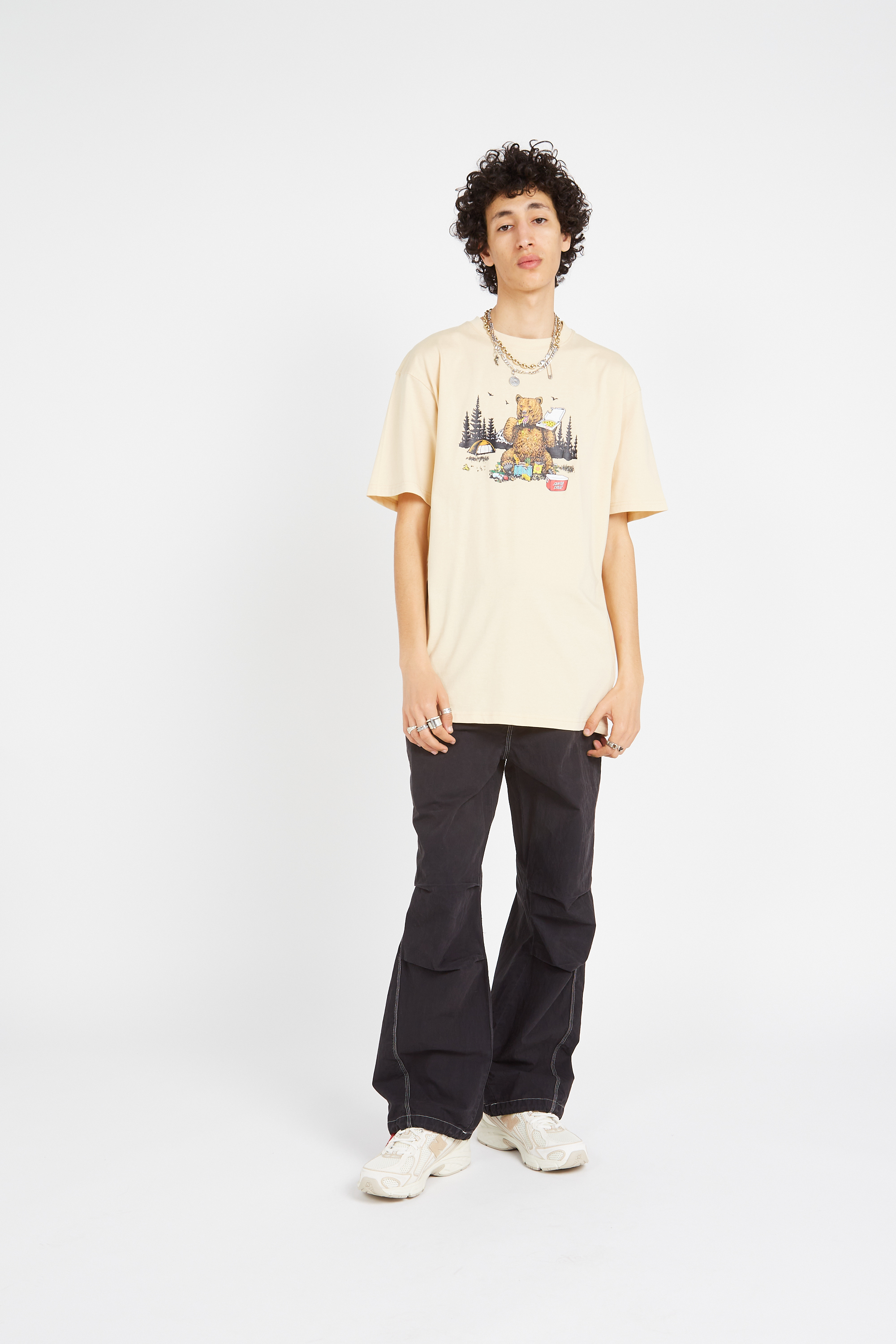 Regular-fit round-neck cotton T-shirt Beige
